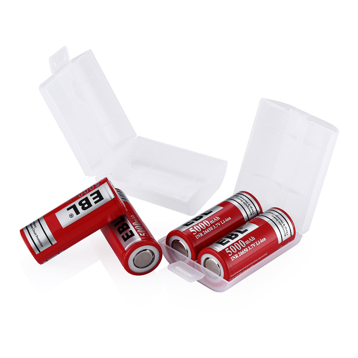 EBL INR 26650 5000mAh Li-ion Rechargeable Batteries - High Capacity 3.7V Battery for Flashlights, Vape Mods, Solar Power & Emergency Backup - 2 Pack