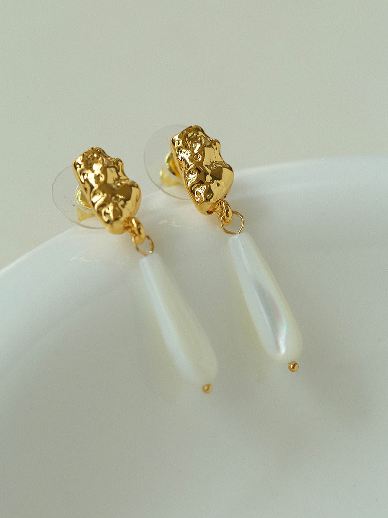 Handmade Water Drop White Mother of Pearl Earrings - Elegant Pearl Dangle Earrings for Women - Perfect for Weddings, Parties & Special Occasions