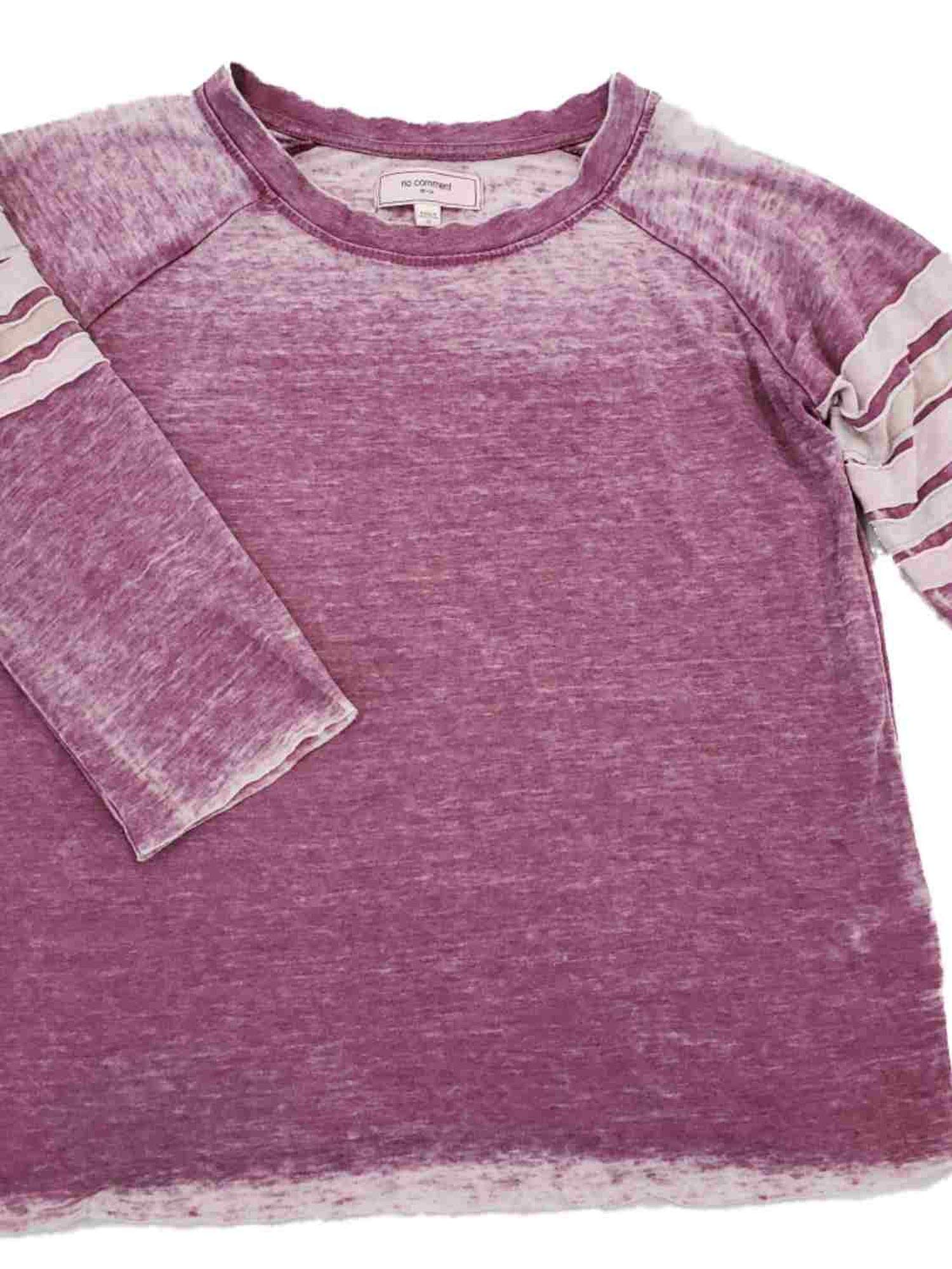 Women's Burgundy Faded Striped Raw Hem T-Shirt - Casual Vintage Tee for Everyday Wear | Perfect for Street Style, Weekend Outfits & Layering Looks