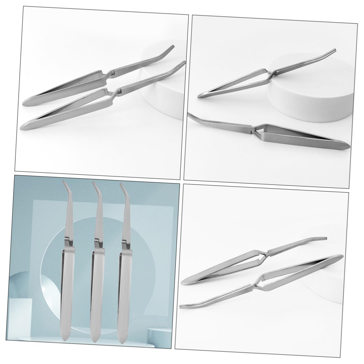 Healeved 3-Piece Stainless Steel Nail Art Tweezers Set – Precision Manicure Tools for Eyelashes, Decals & Nail Care (14.7x2cm) | Perfect for DIY Nail Art, Salon Professionals & Home Grooming