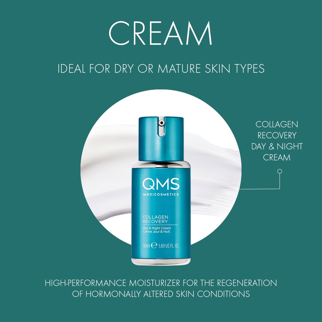 QMS Medicosmetics Derma Expert Collagen Recovery Cream - Anti-Aging Face Moisturizer with Hyaluronic Acid & Collagen Complex, Reduces Wrinkles & Fine Lines, Day & Night Cream for Dry Skin, 1.69 oz - Perfect for Daily Skincare Routine & Mature Skin Care Regimen