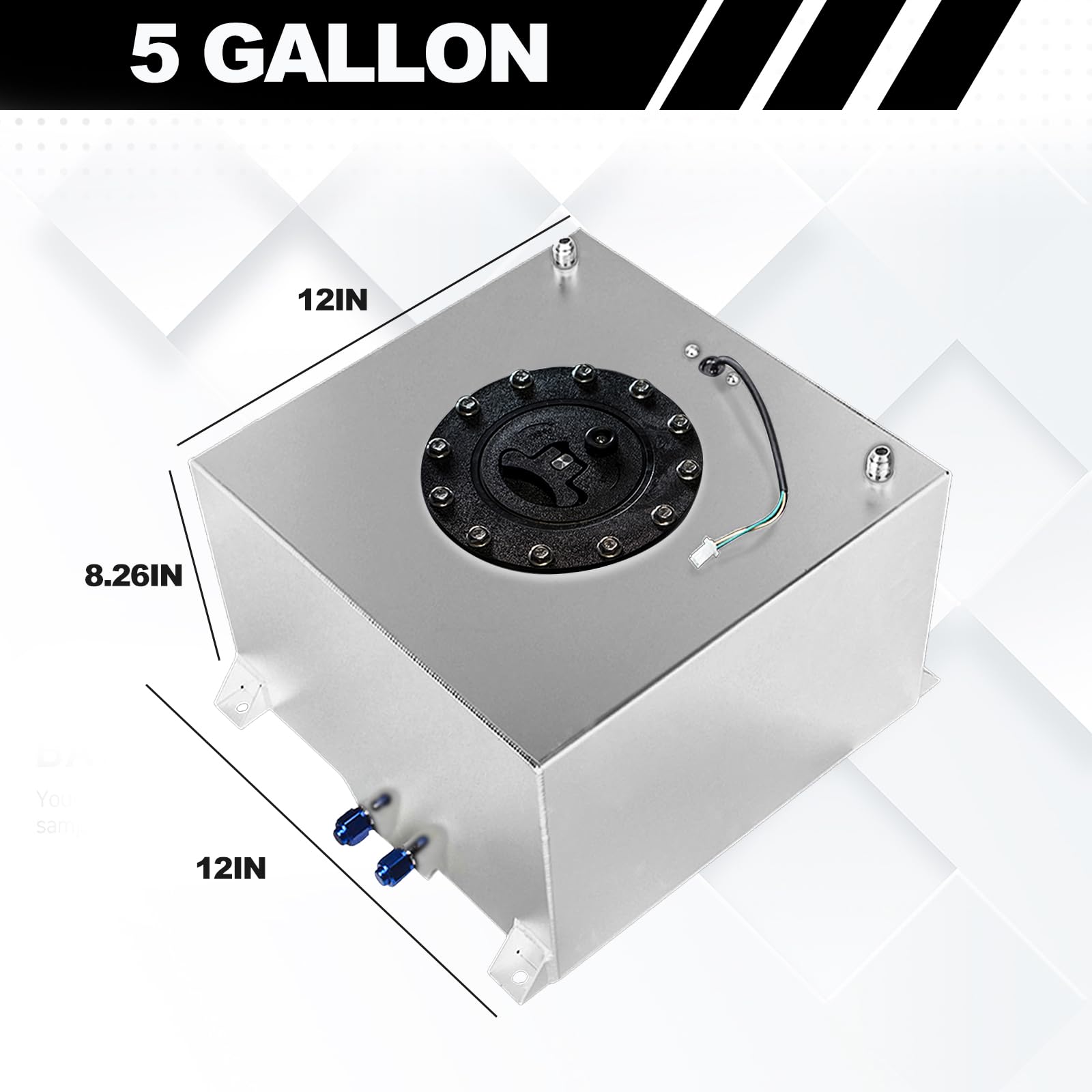 5 Gallon 20L Silver Fuel Cell with Cap, Level Sender & 12FT Oil Feed Line - Perfect for Automotive, Marine, and Off-Road Vehicle Fuel Storage