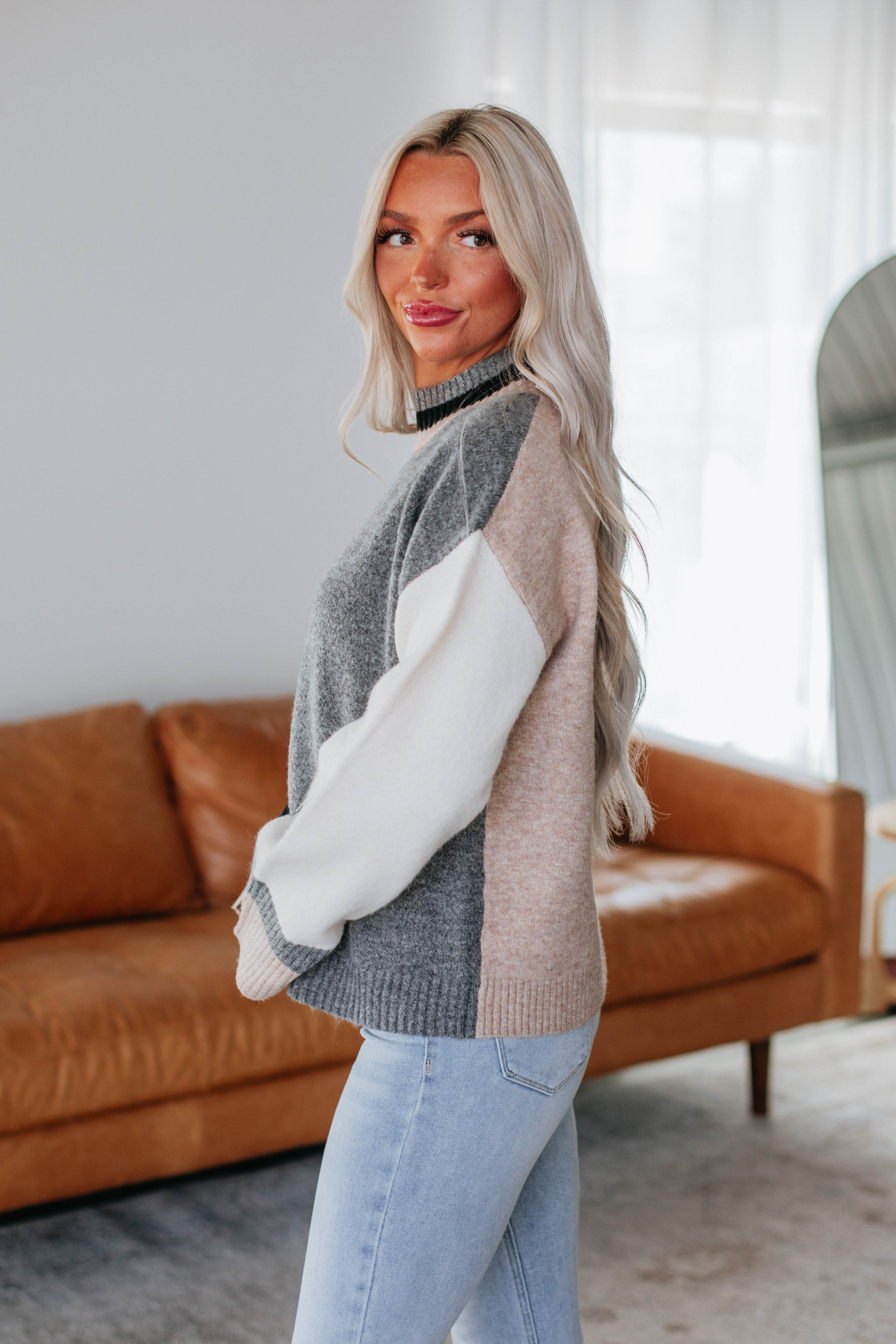 Stylish Tamela Colorblock Sweater for Women | Trendy Knit Pullover with Unique Color Design | Perfect for Fall Fashion, Office Wear & Casual Outings