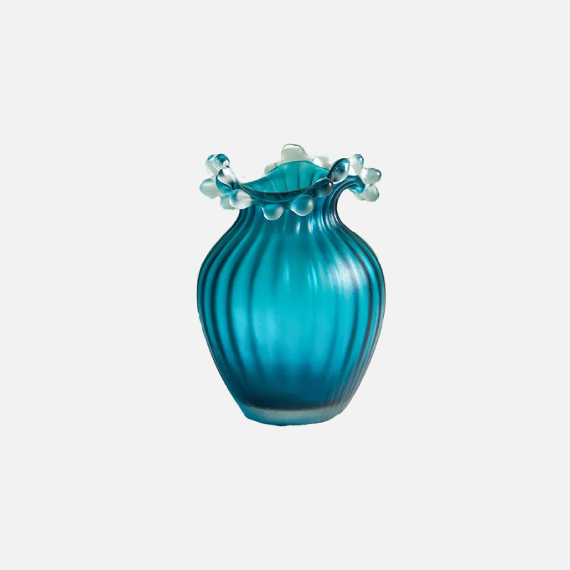 Wave Ripple Glass Vase - Elegant Handmade Decorative Vase for Home, Wedding, and Event Centerpieces - Perfect for Flowers, Candles, and Table Decor