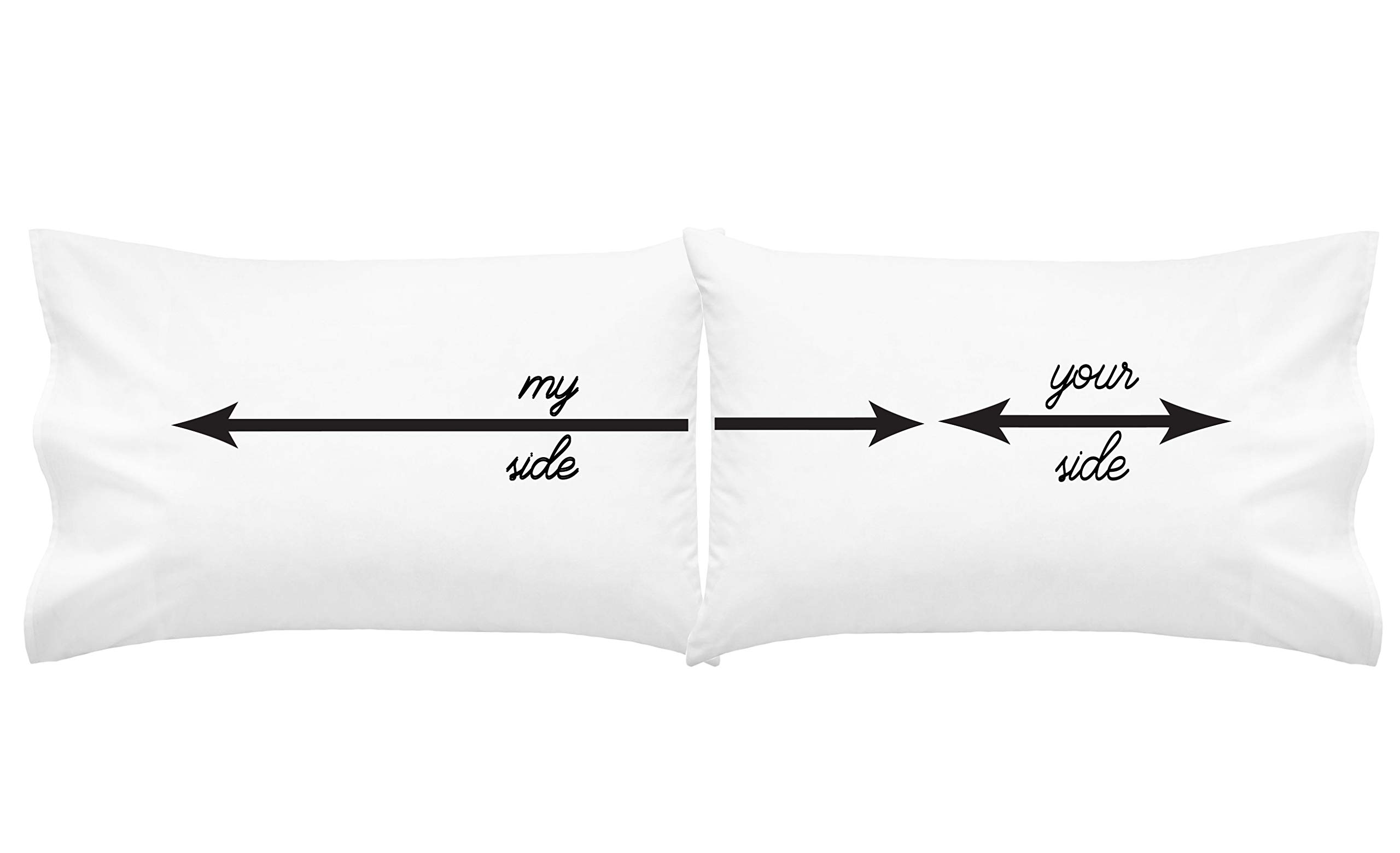My Side Your Side Couples Pillowcases - His & Her Side Sleeping Pillow Cases for Couples Gifts (Standard/Queen Size, 2 Pack) - Perfect for Romantic Bedroom Decor and Anniversary Gifts