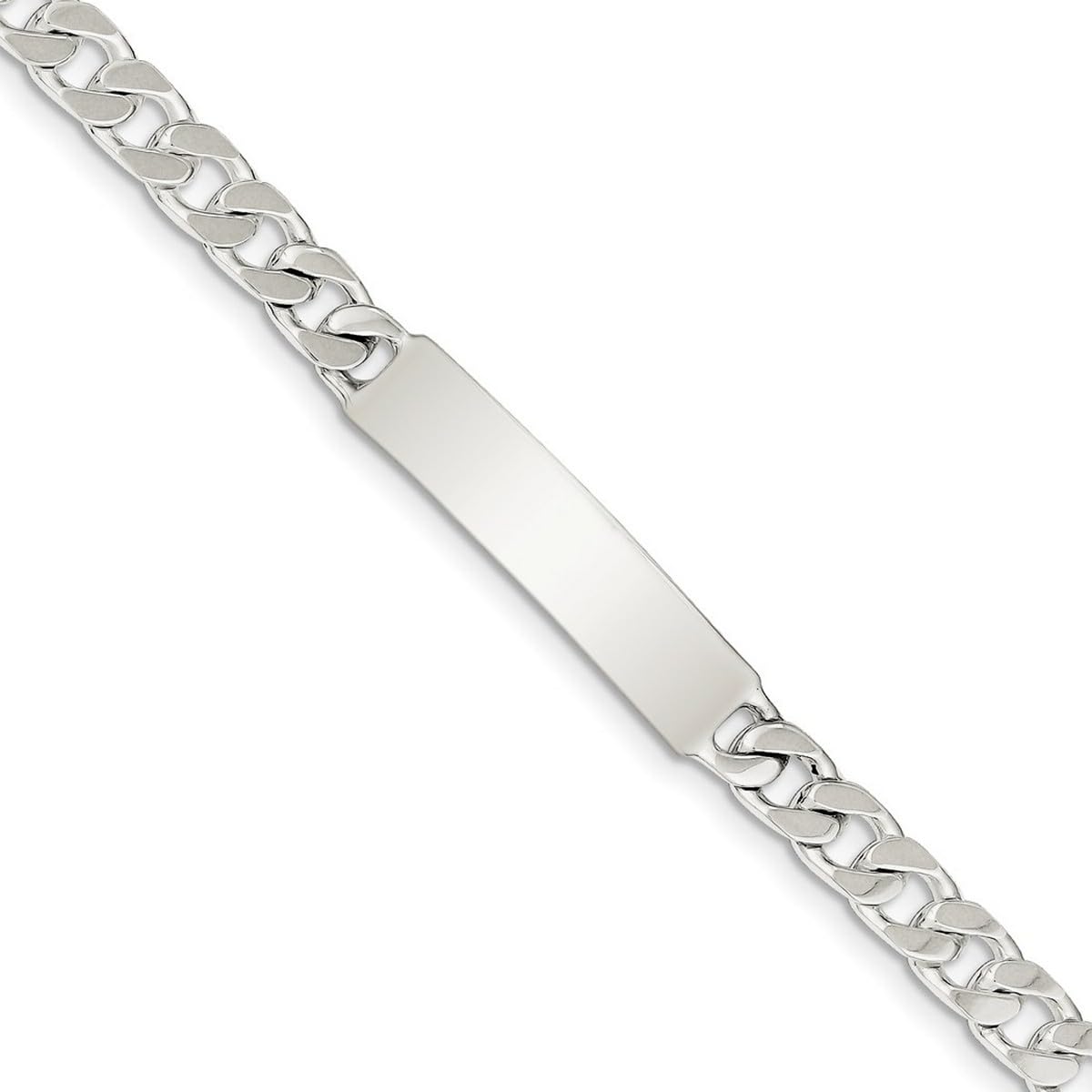925 Sterling Silver Polished Engraveable Curb ID Bracelet for Women - 8mm Wide Lobster Claw Clasp - Elegant Personalized Jewelry Gift for Anniversary, Birthday & Everyday Wear