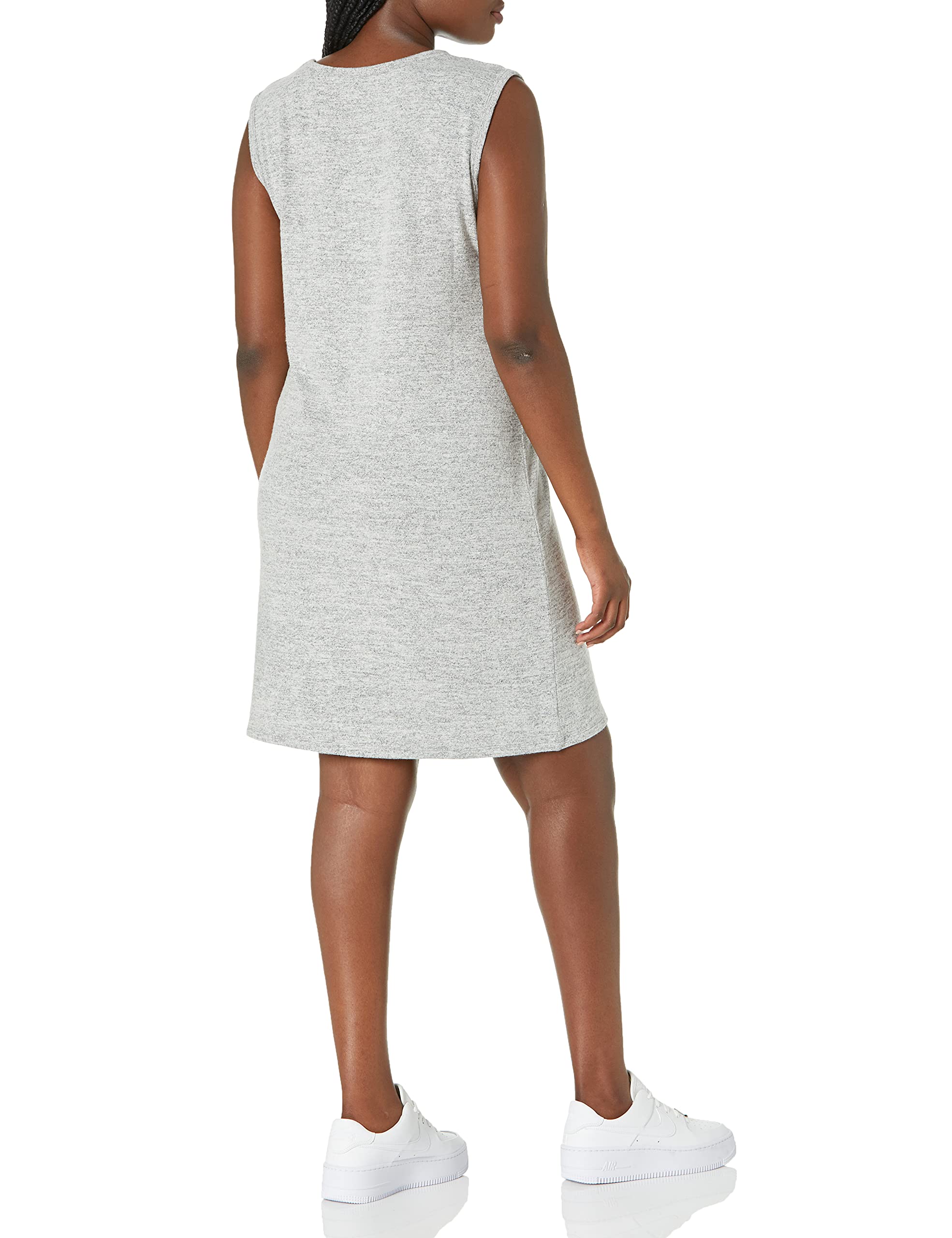 Daily Ritual Women's Cozy Knit Muscle Sleeve Dress - Soft Stretchy Casual Lounge Wear for Home, Yoga & Coffee Dates
