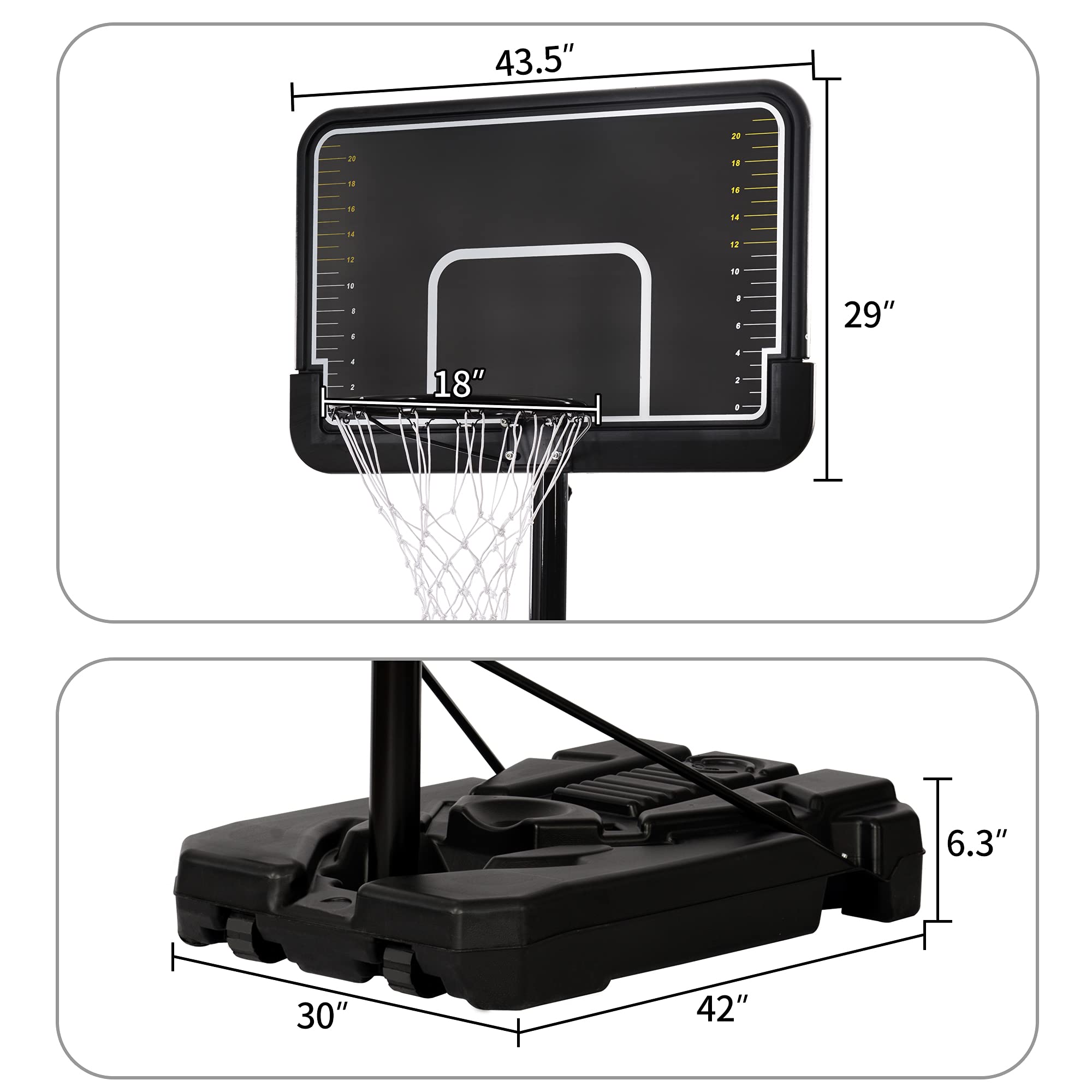 Adjustable Portable Basketball Hoop System for Outdoor & Driveway - 6.6ft to 10ft Height Adjustment with Vertical Jump Measurement - Perfect for Youth & Adult Training, Backyard Games, and Street Basketball Practice