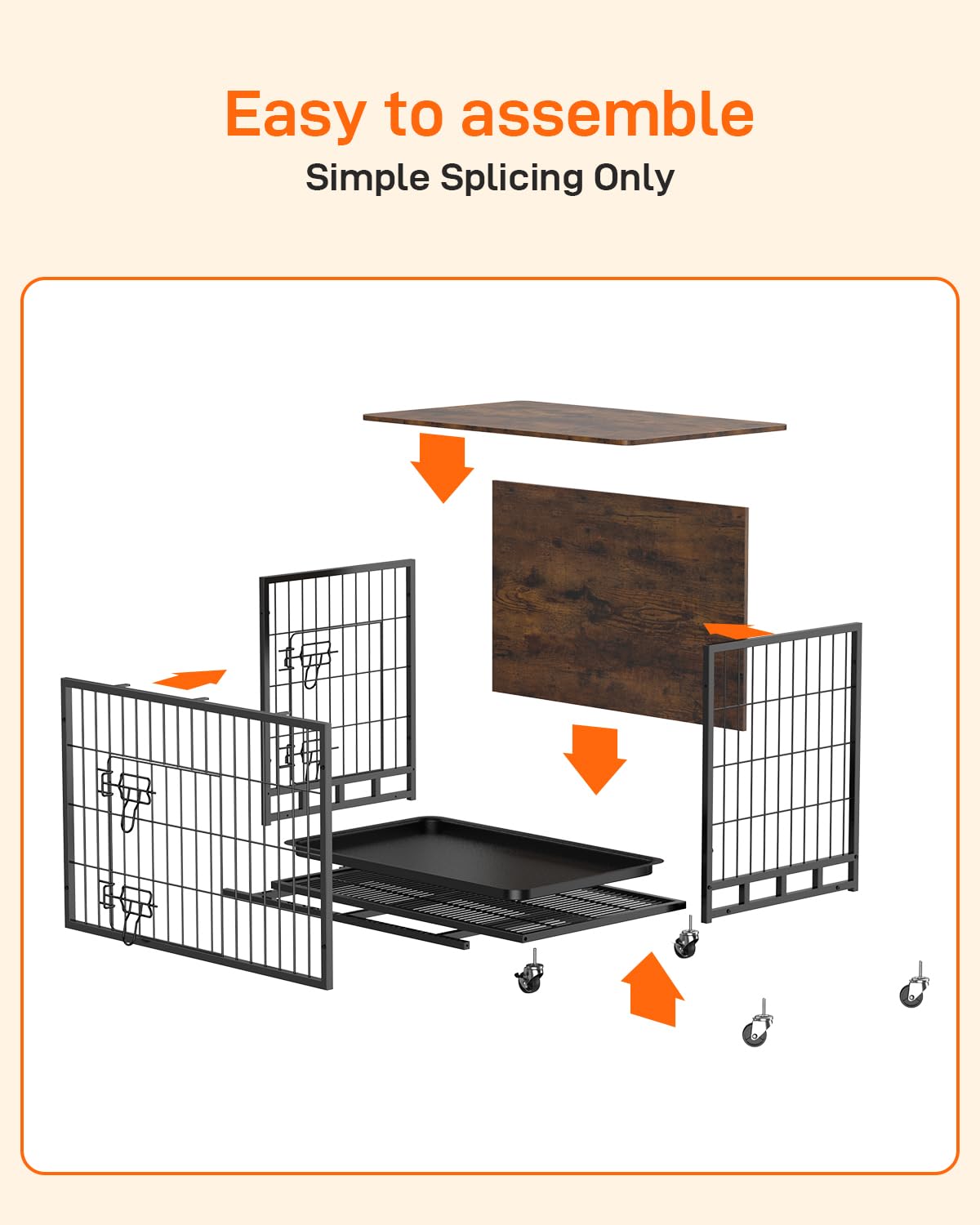 2024 Deluxe Wooden Dog Crate Furniture - Heavy-Duty Double-Door Kennel with Removable Tray & Wheels, 27.2