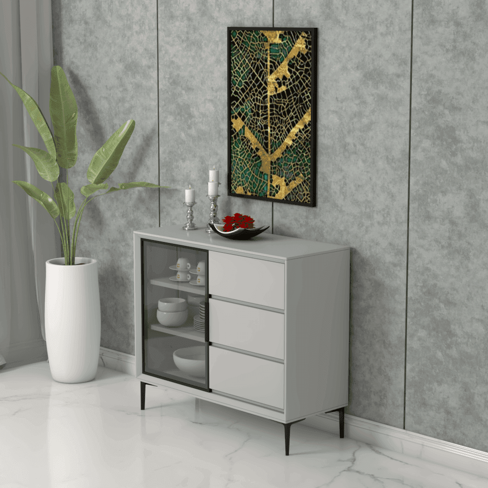 Milton Junior Buffet Hutch - Elegant Wooden Sideboard with Storage for Dining Room, Kitchen & Living Room | Perfect for Displaying China, Glassware & Home Decor