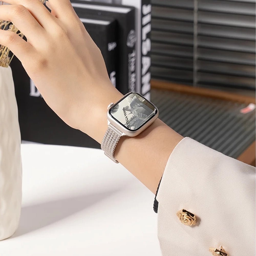 Slim Stainless Steel Apple Watch Band for Women - Elegant & Durable Replacement Strap - Perfect for Workouts, Office & Everyday Wear