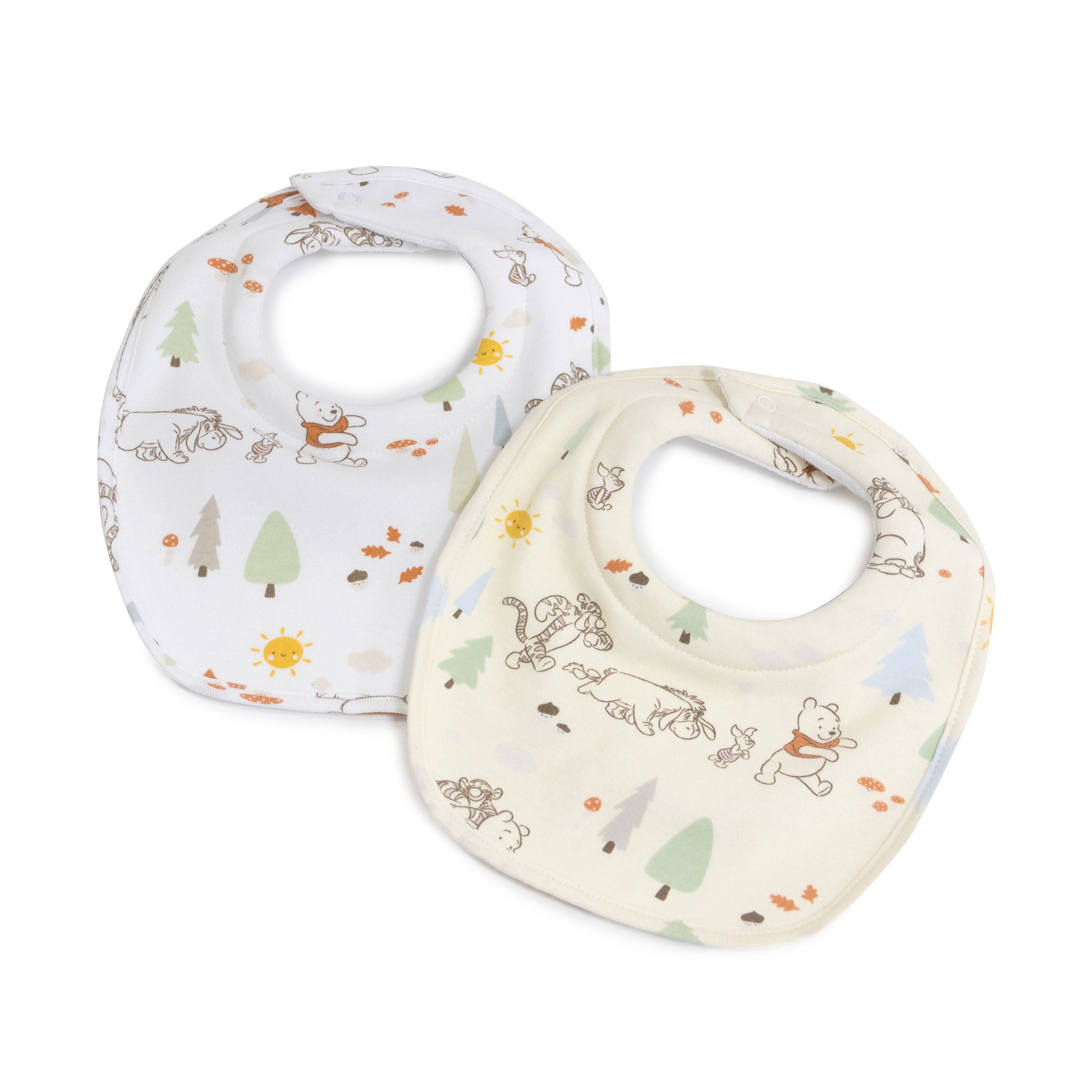 Disney Winnie the Pooh 2-Pack Drool Bibs for Babies - Soft Absorbent Cotton Bibs for Feeding & Teething - Perfect Gift for Newborns & Toddlers