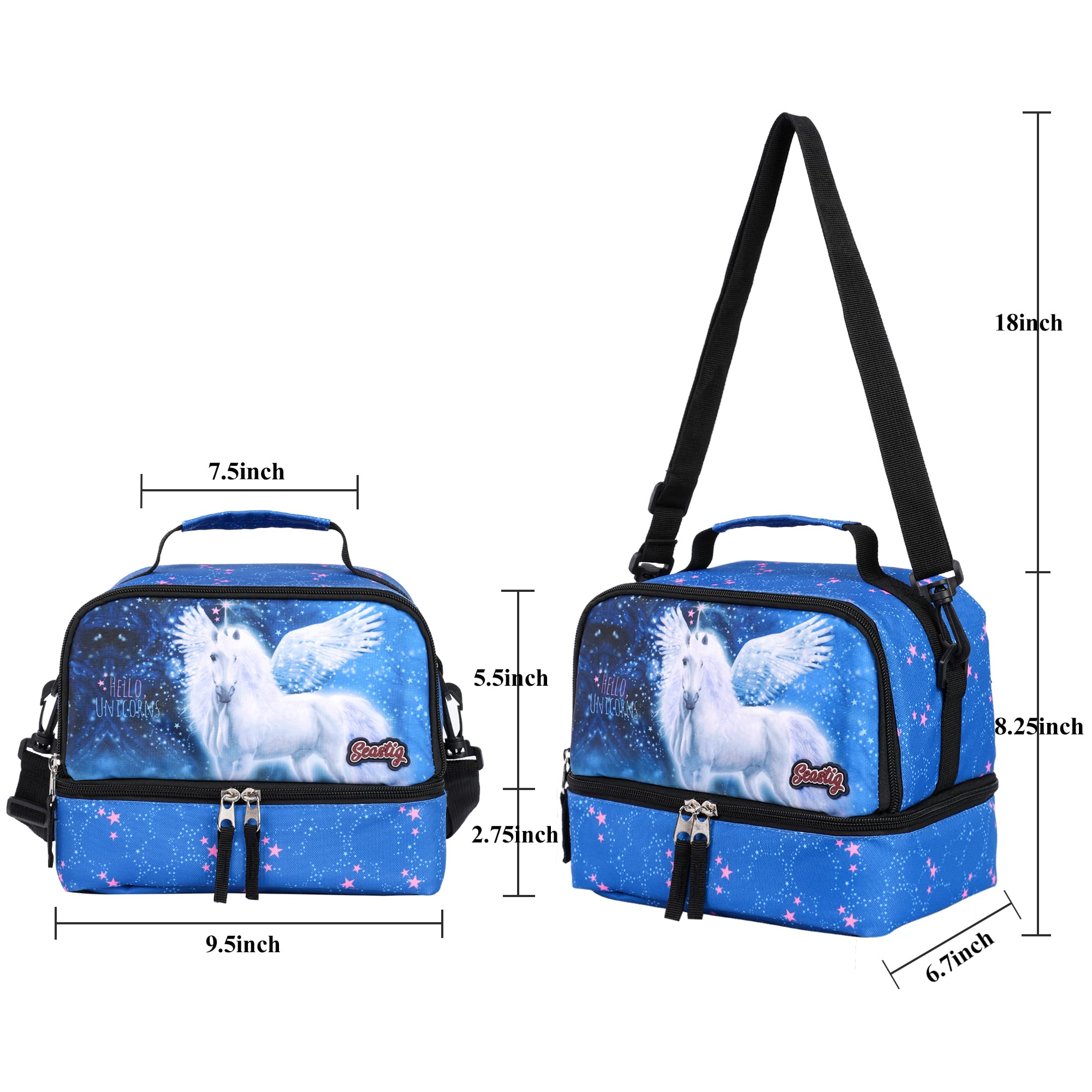 Seastig 18 Inch Rolling Backpack for Kids - Double Handle Wheeled Backpack with Lunch Bag Set | School Travel, Airplane Carry-On, Daily Commute for Boys & Girls