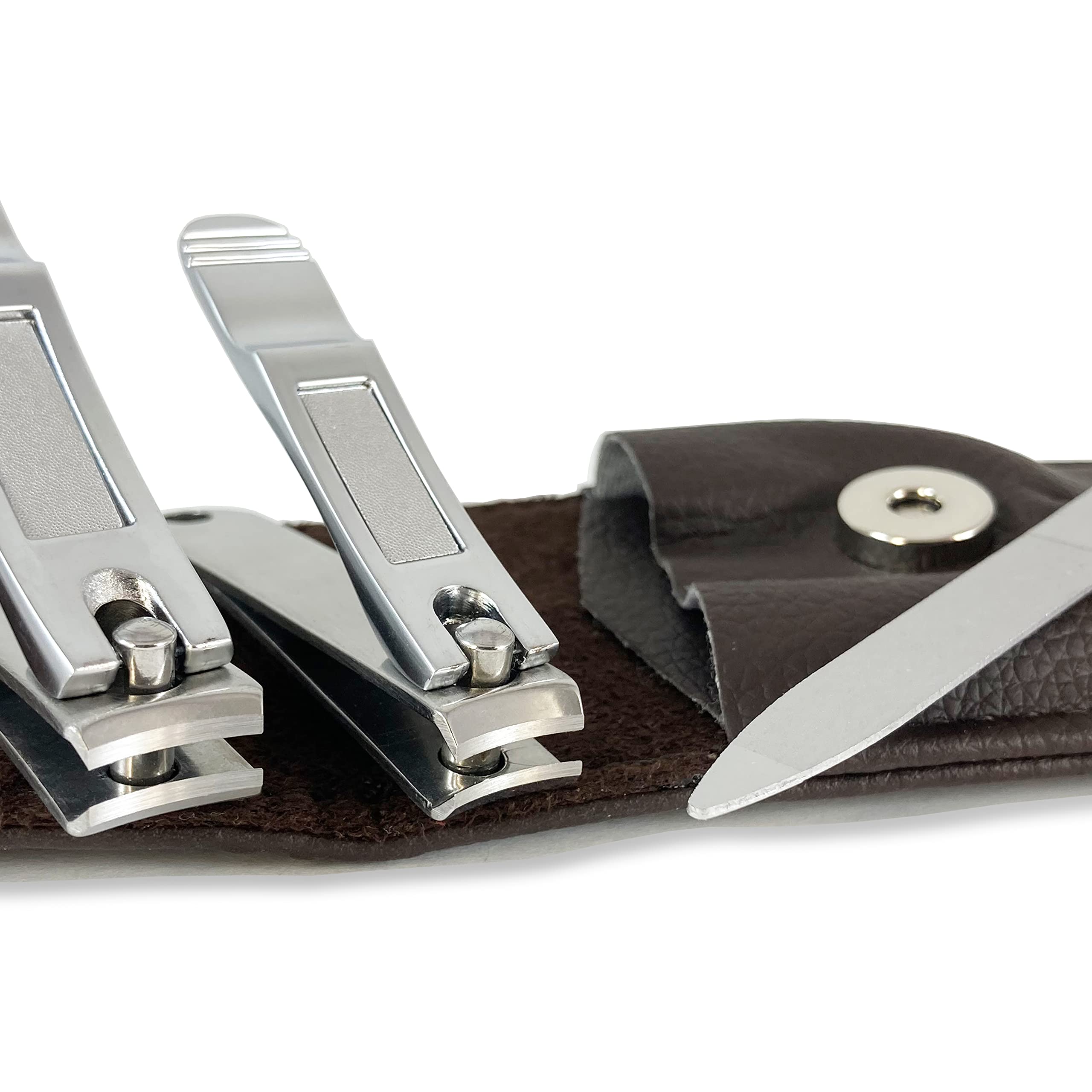 Zizzili Basics 3-Piece Stainless Steel Nail Clipper Set with Nail File & Travel Case - Professional Manicure Pedicure Kit for Men & Women - Perfect for Home, Travel, and Salon Use