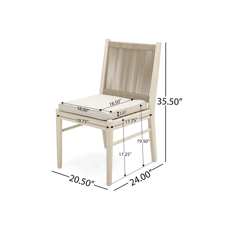 CORDOBA KD Dining Chair Set of 2 - Modern Wooden Kitchen Chairs with Upholstered Seat - Perfect for Dining Room, Kitchen, and Breakfast Nook