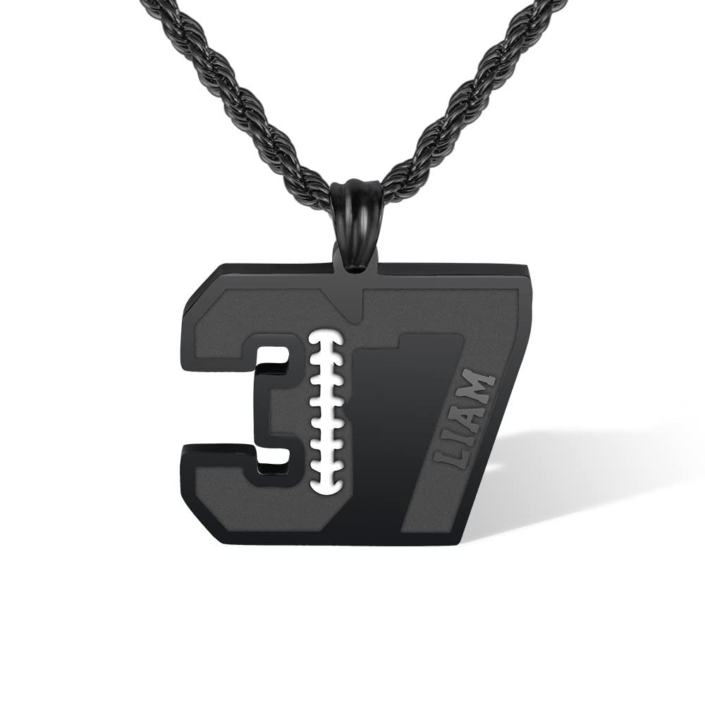 Custom UGA Football Necklace - Personalized Sports Jewelry with Lucky Number & Name Engraving - Unique Charm Pendant Gift for Men - Perfect for Game Day, Fan Gifts & Sports Enthusiasts