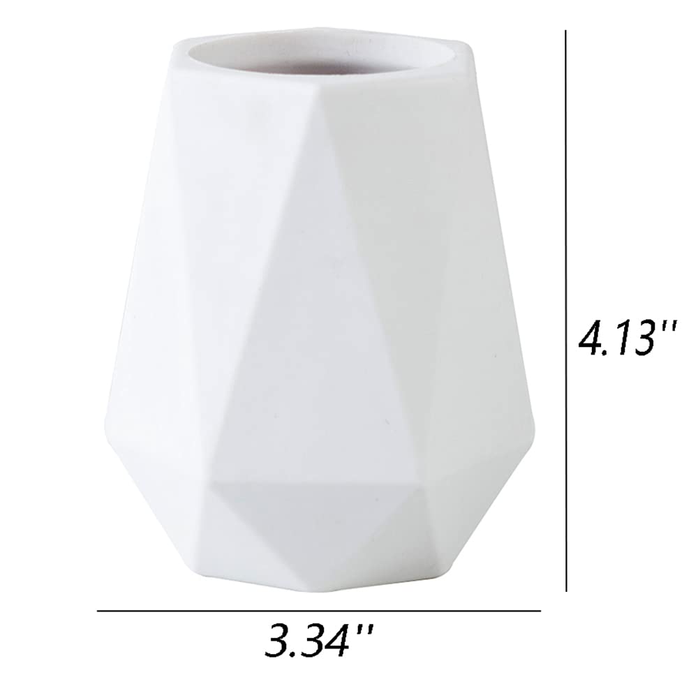 Geometric Silicone Pen Holder Stand - Cute Desktop Organizer for Pencils, Pens & Makeup Brushes - White Desk Accessory for Office, School & Home Workspace Organization