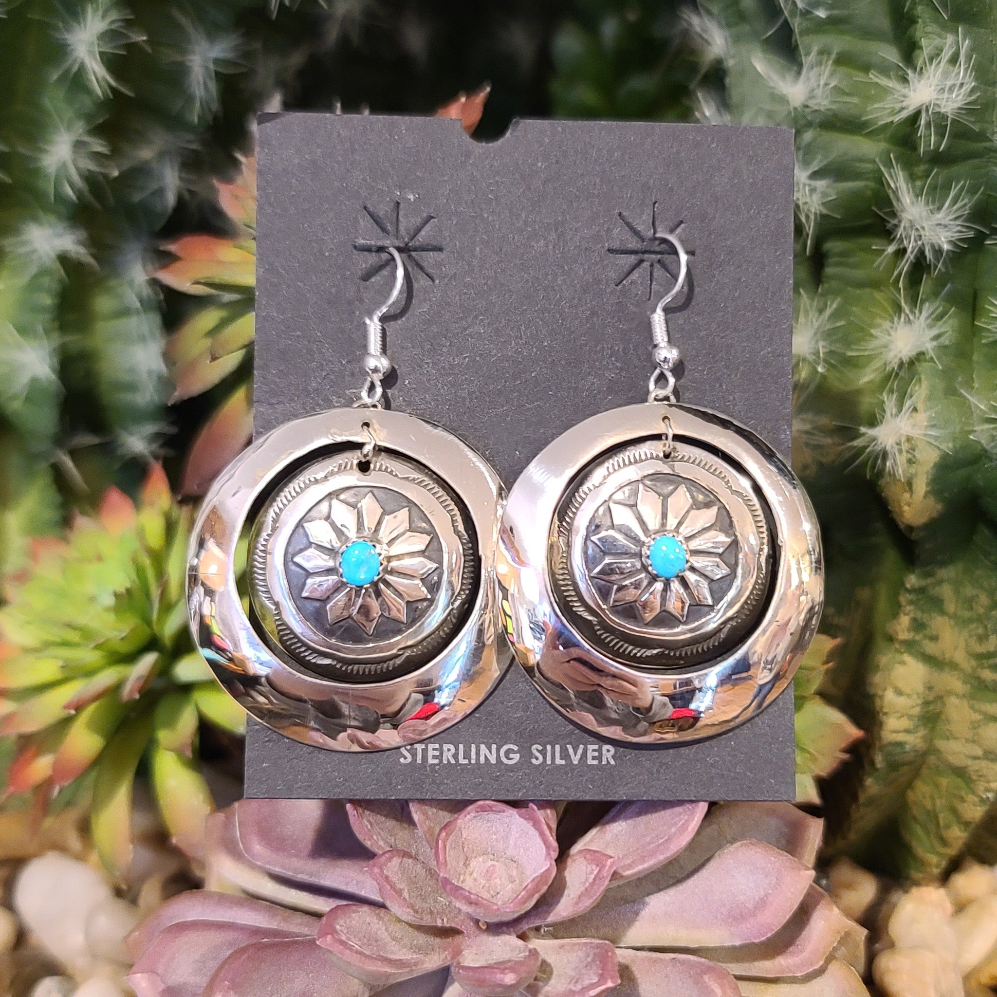 Silver Circle Flower Earrings - Elegant Floral Dangle Earrings for Women | Perfect for Weddings, Parties & Everyday Wear