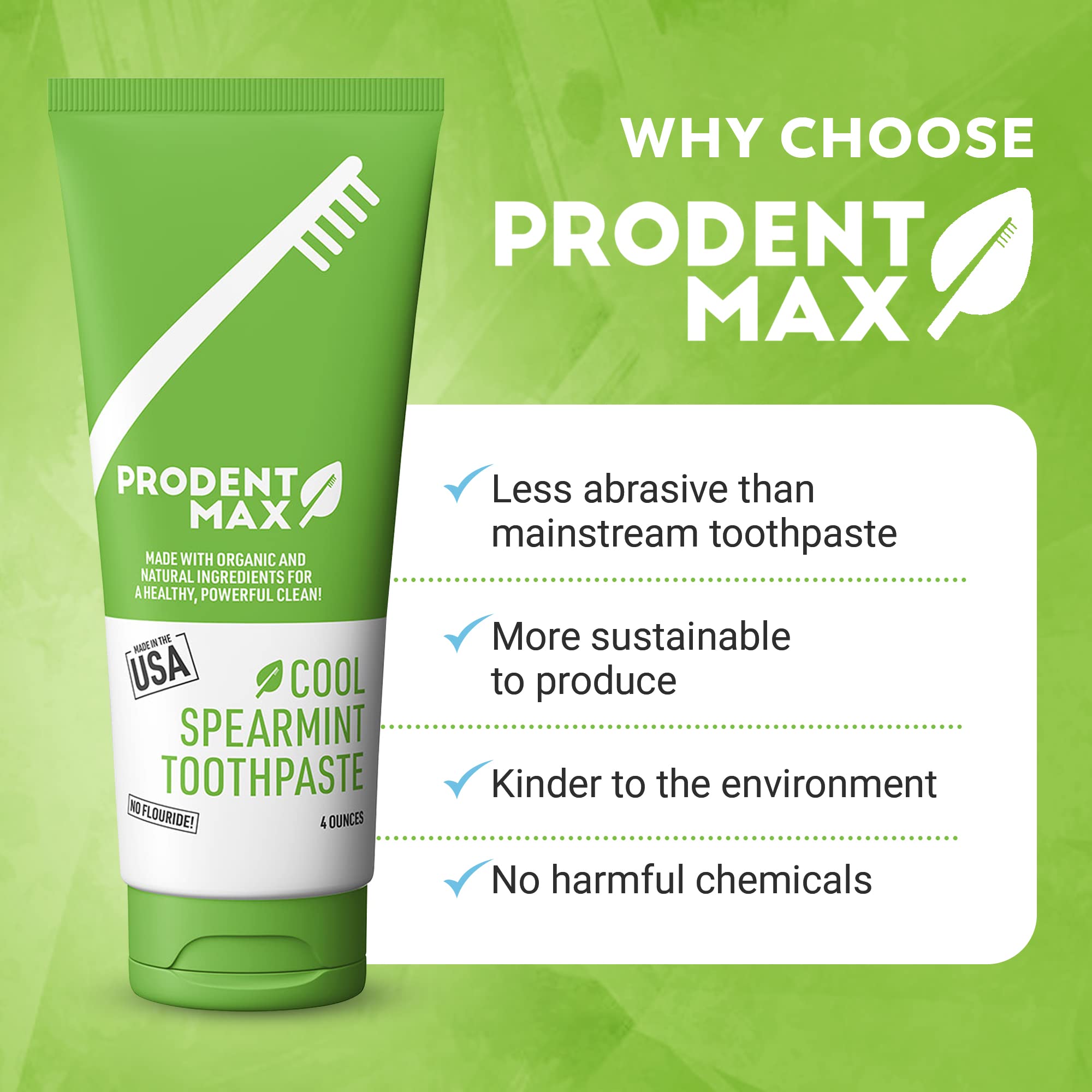 Natural Spearmint Whitening Toothpaste for Oral & Gum Health – Fluoride-Free Toothpaste for Adults & Kids – Freshens Breath & Cleans Teeth – 4 oz – Ideal for Daily Dental Care & Fresh Breath Routine