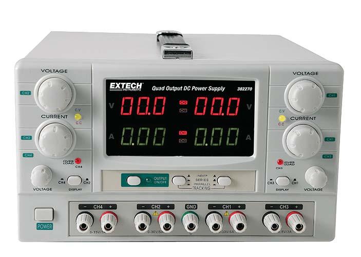Extech DC Power Supply Quad Output 4-in-1 - Adjustable Voltage & Current for Electronics Testing, Lab Equipment, and DIY Projects