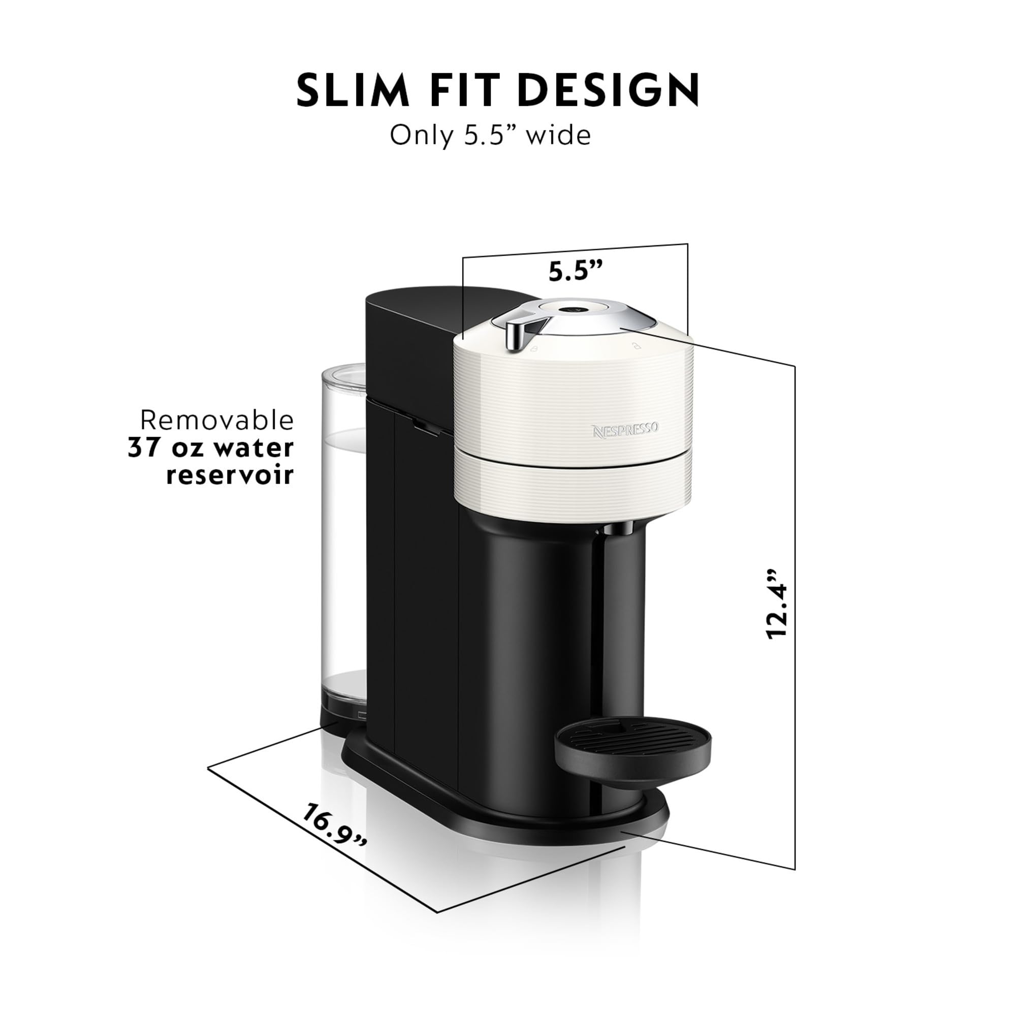 De'Longhi Nespresso Vertuo Next Coffee & Espresso Machine - Premium White for Home & Office Use | Fast Brewing, One-Touch Operation, Compact Design