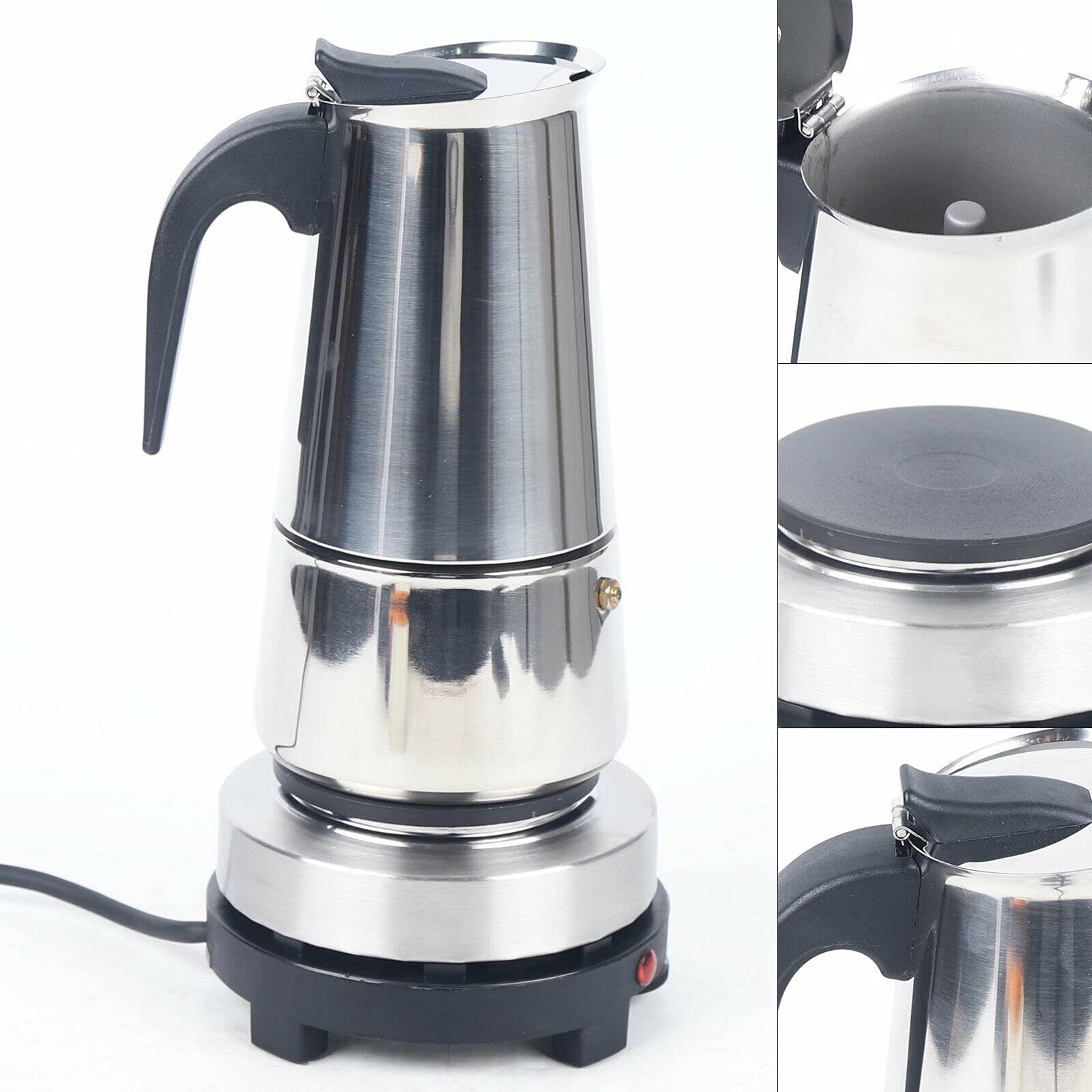 Premium 450ml 9-Cup Stovetop Espresso Maker - Stainless Steel Moka Pot for Rich Italian Coffee | Perfect for Home Brewing, Camping & Gifts