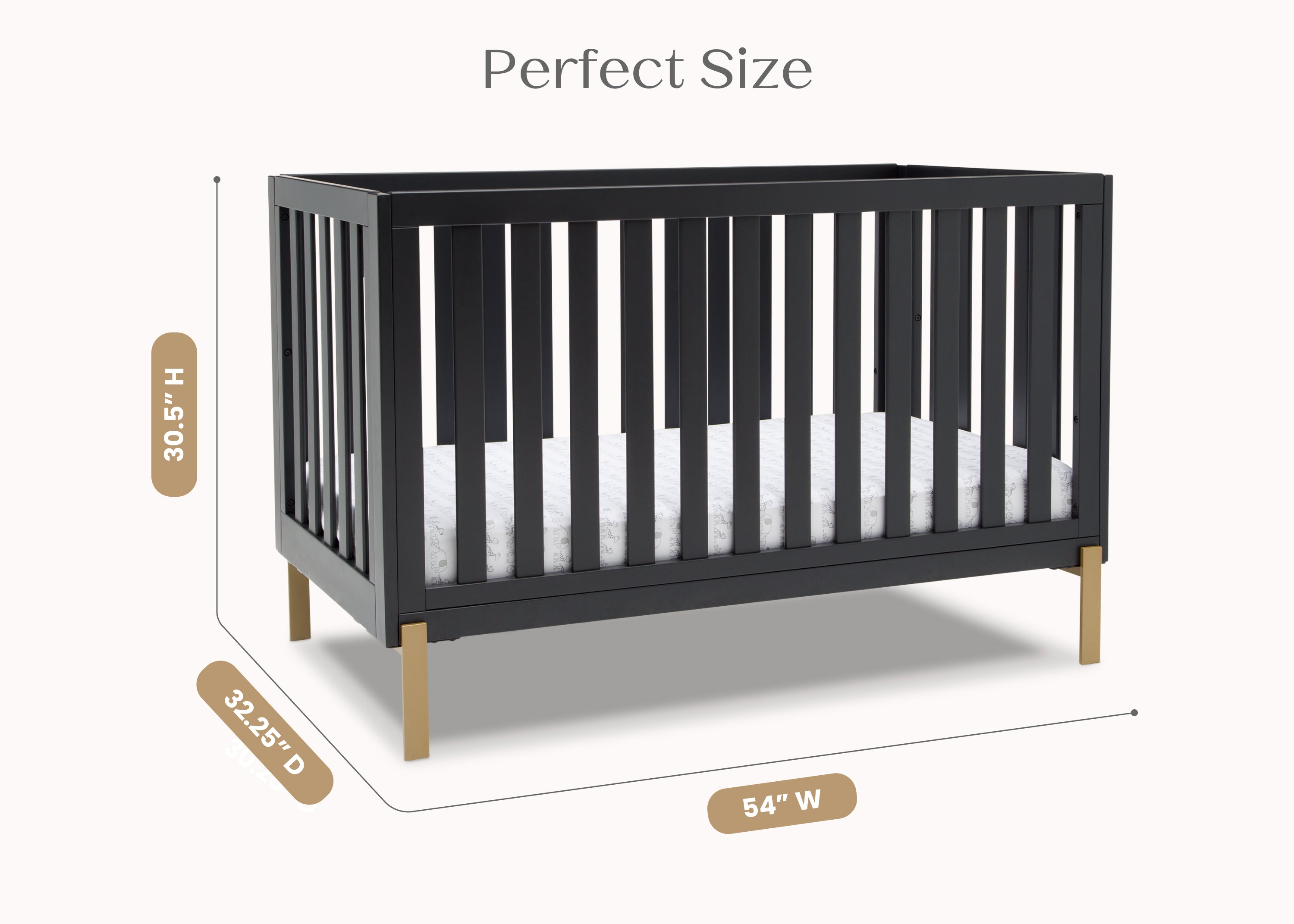Hendrix 4-in-1 Convertible Baby Crib - Toddler Bed, Daybed & Full-Size Bed - Safe Nursery Furniture for Boys & Girls - Perfect for Newborn to Teen Years
