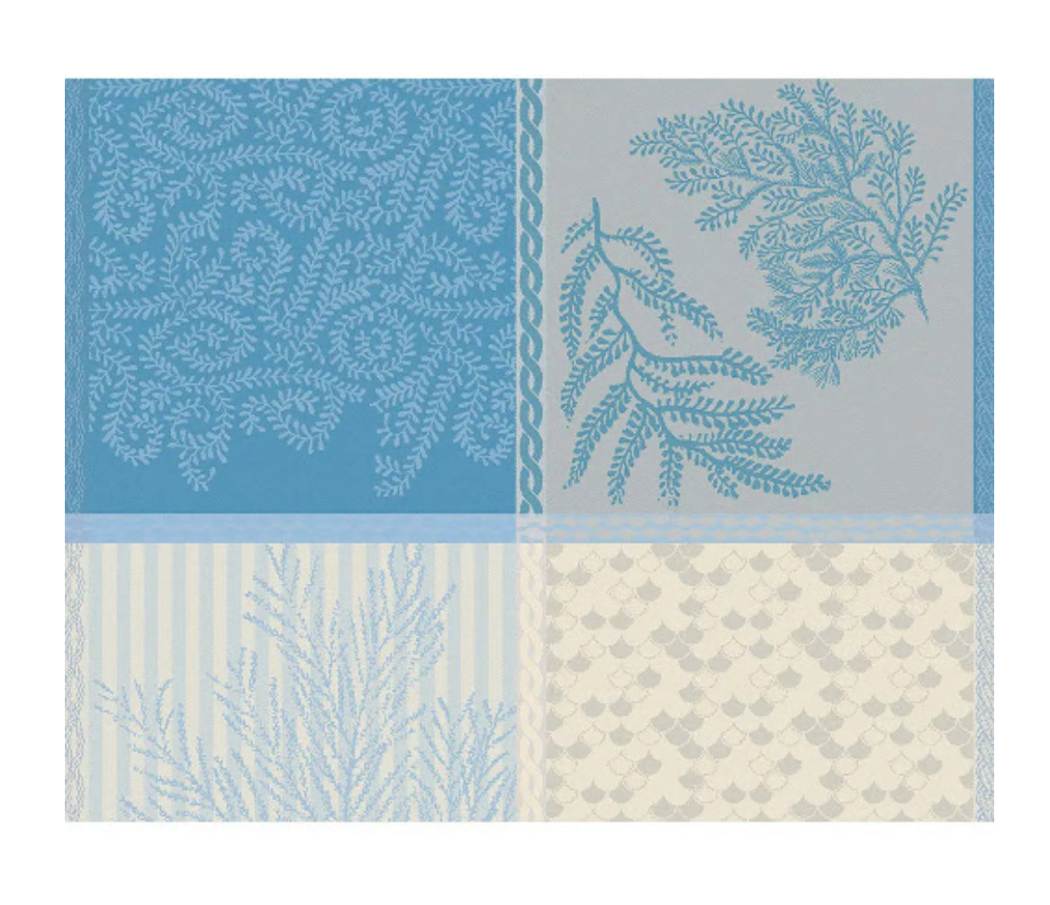 Mille Oceans Ecume Jacquard Placemats Set of 4 - Waterproof & Stylish Table Mats for Dining, Kitchen, and Party Decor - Elegant French Coastal Design for Home & Restaurant Use
