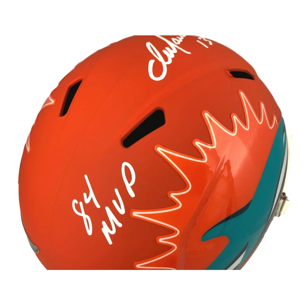 Dan Marino Autographed Miami Dolphins Orange Alternate Helmet with JSA COA - Hof & MVP Inscription - Perfect for Sports Memorabilia Collectors and Dolphins Fans Display
