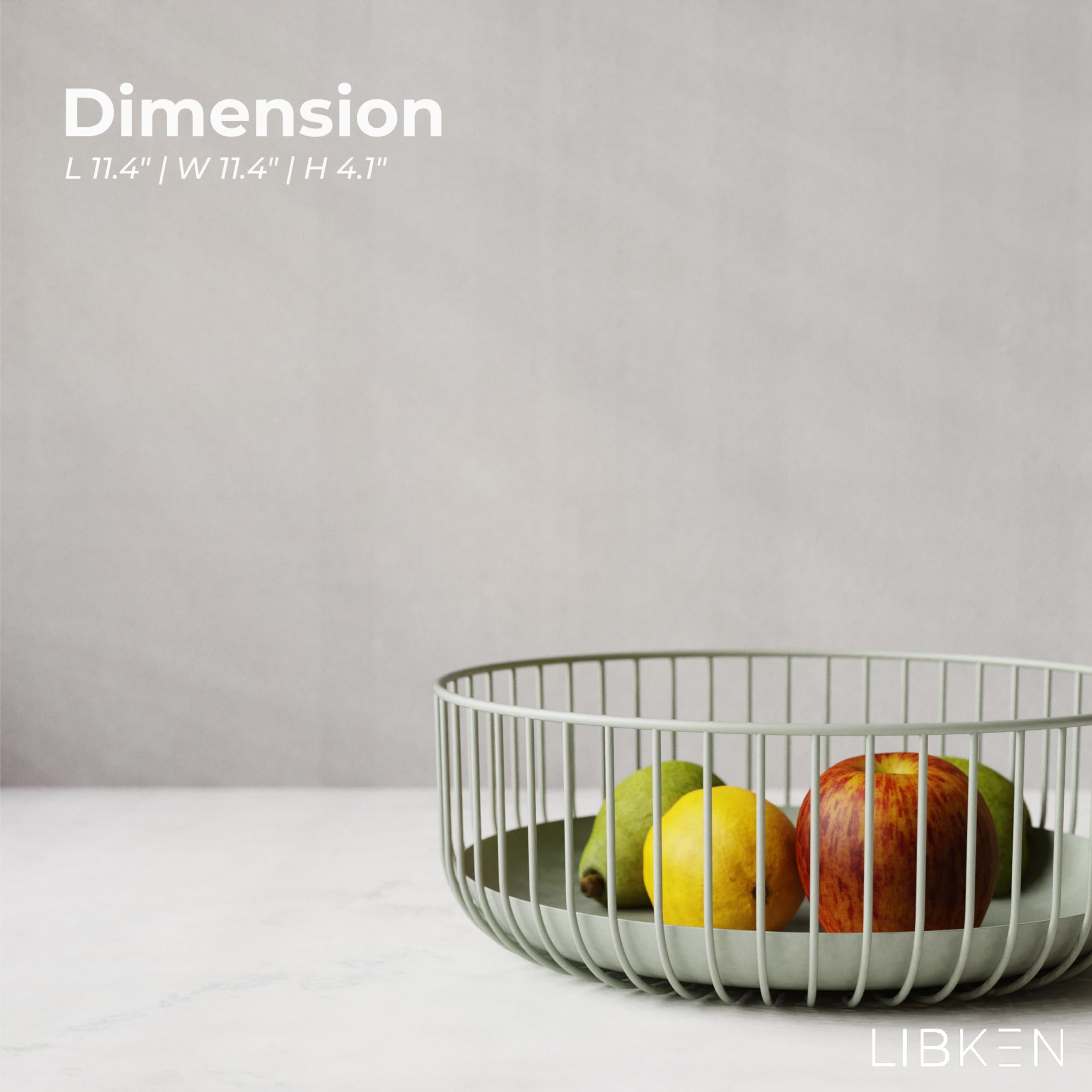 Stylish Metal Wire Fruit Basket for Kitchen - Decorative Fruit and Vegetable Storage Holder - Modern Kitchen Accessories - Light Green, 1 Unit, 4x11x11 Inches - Heavy Duty - Perfect for Countertop Display and Fresh Produce Organization
