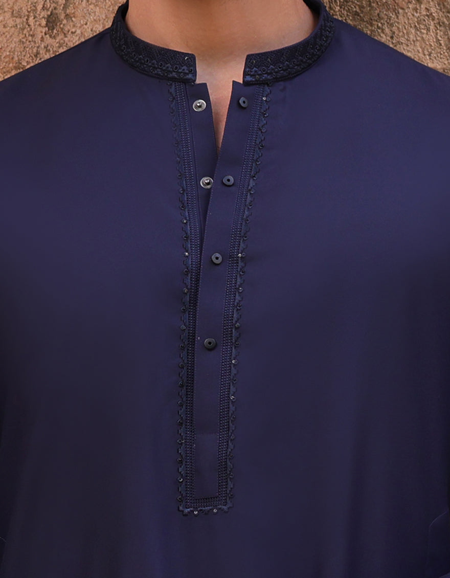 Premium Blended Blue Shalwar Kameez by J. Junaid Jamshed - Elegant Pakistani Traditional Outfit for Men, Perfect for Weddings, Eid & Special Occasions