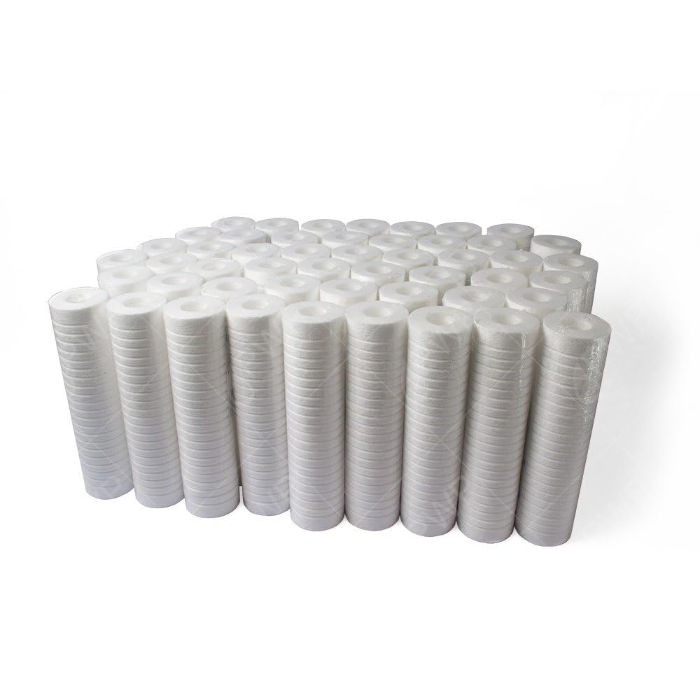 20 Micron Grooved Melt-Blown Sediment Water Filter Cartridge 2.5x10 (50 Pack) - Perfect for Under Sink Filtration, RV Water Systems & Well Water Treatment