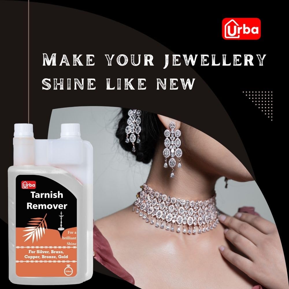 URBA New Silver Dip 500ml | Instant Silver Cleaner & Brass Cleaning Liquid for Jewelry, Utensils & Pooja Items | Non-Tarnish Formula for Sparkling Clean Without Silver Loss | Perfect for Home Cleaning, Silverware Care & Religious Ceremonies