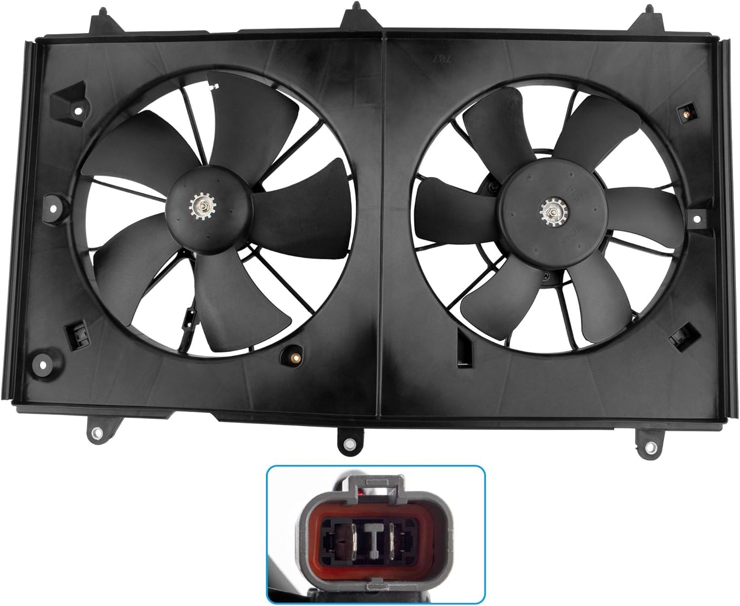 620-225 Engine Dual Radiator & Condenser Cooling Fan Assembly for 2003-2007 Honda Accord 2.4L L4 - Replaces HO3115121, 19015RAAA01, 19020PND003 - Perfect for Engine Cooling & AC Performance
