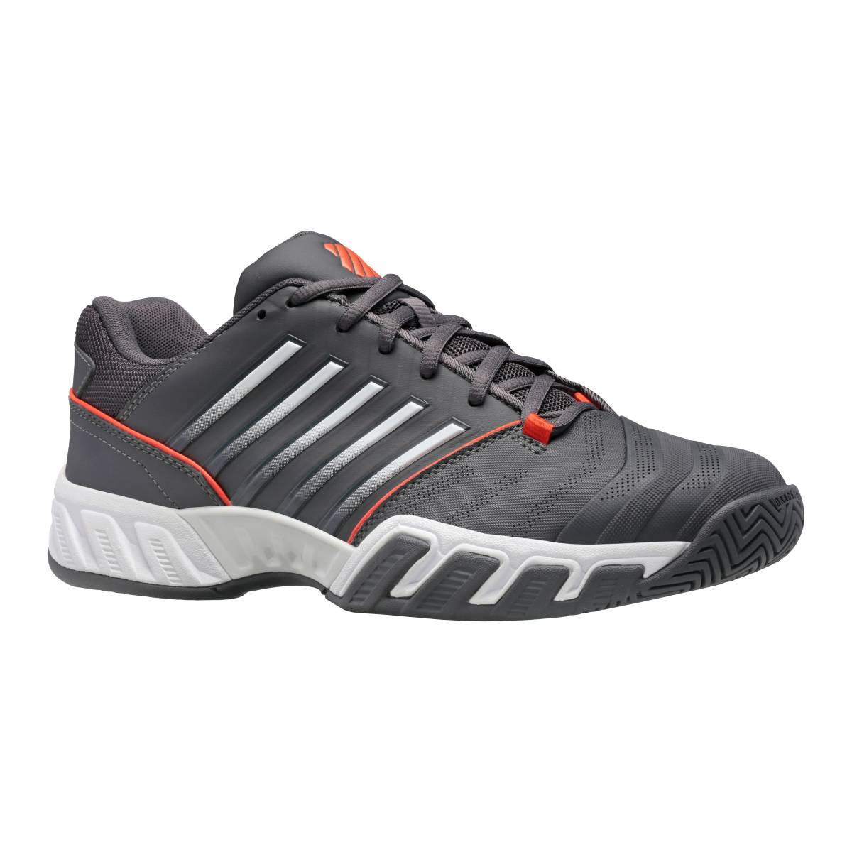 K Swiss BigShot Light 4 Men's Tennis Shoes - Breathable Athletic Sneakers for Court & Casual Wear (Asphalt/White/Orange) | Perfect for Tennis Matches, Gym Workouts & Everyday Comfort