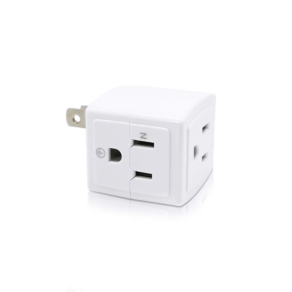 3-Way Wall Outlet Extender with Surge Protection - AC Power Adapter & Multi Plug Extension for Home, Office, Travel - Perfect for Charging Phones, Laptops & Small Appliances
