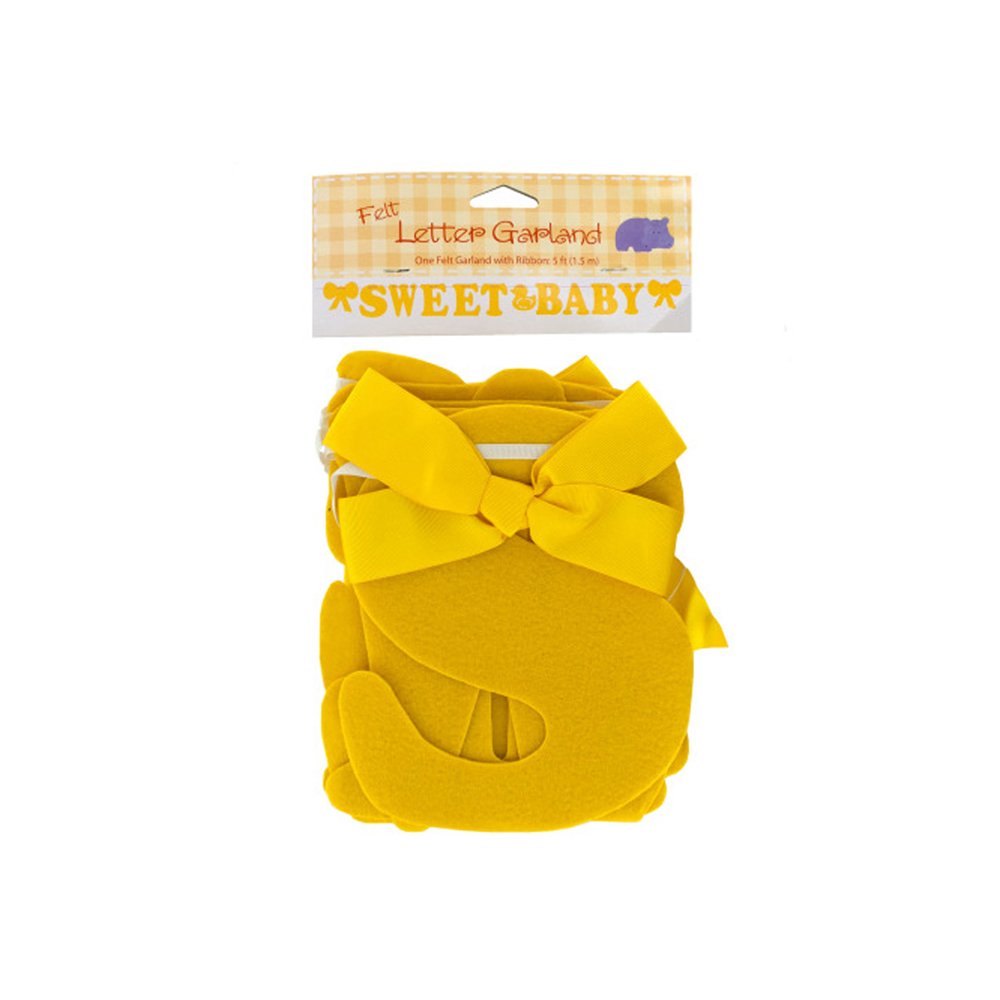 Sweet Baby Felt Letter Garland - Yellow Nursery Decor for Gender Reveal, Baby Shower & Birthday Party Decorations