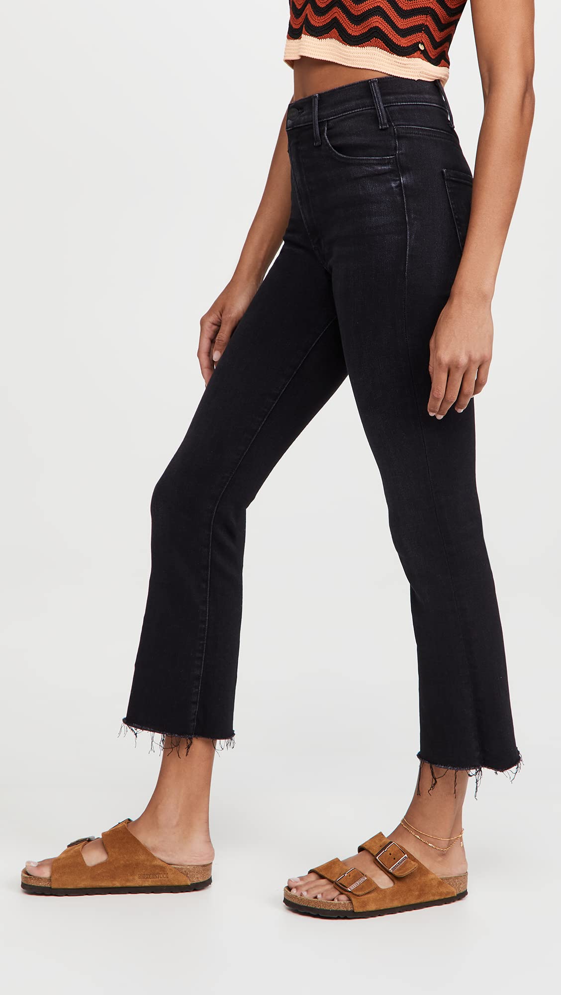 MOTHER Women's The Hustler Distressed Ankle Jeans - Stylish Frayed Hem Denim Pants for Casual Outfits & Everyday Wear
