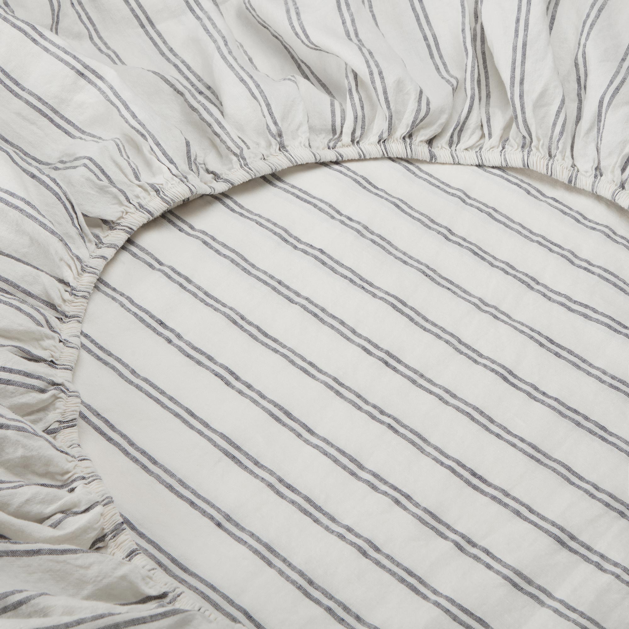 Premium Ivory Kemptown Stripe Linen Blend Fitted Sheet - Soft, Breathable & Wrinkle-Resistant - Perfect for Guest Beds, Vacation Homes & Luxury Bedrooms