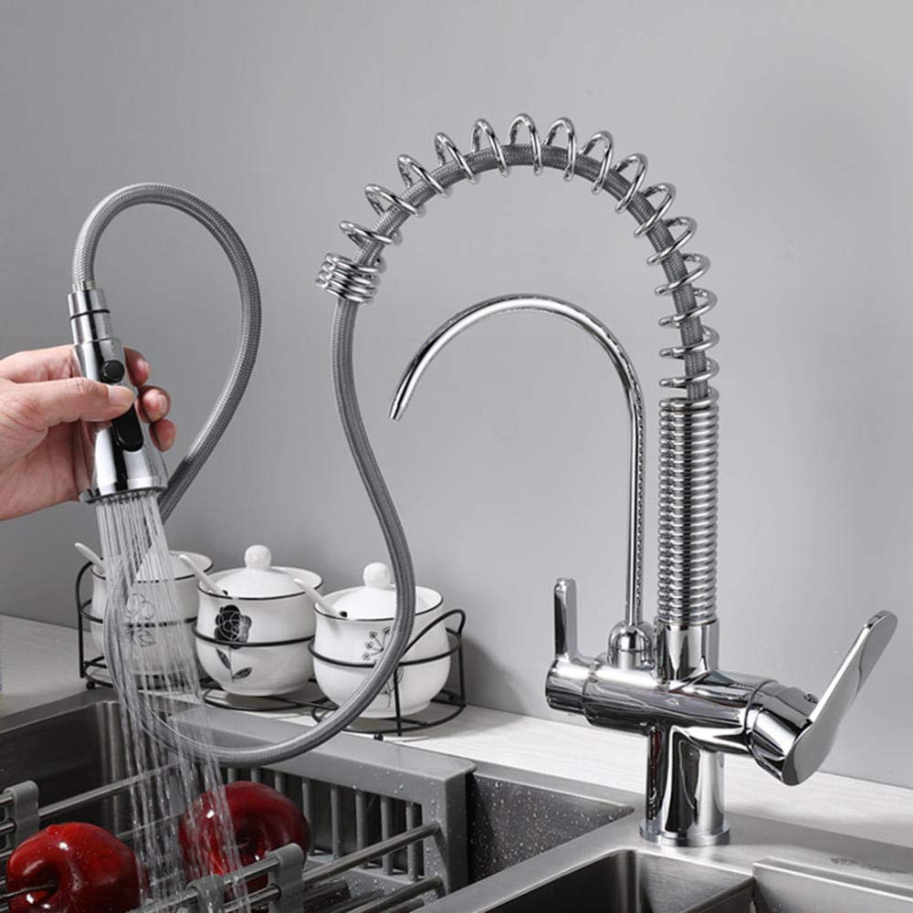 3-in-1 Brass Water Filter Tap with Hot & Cold Mixer - Direct Drinking Pure Water Spring Faucet for Kitchen Sink - Perfect for Home, Office, and RV Use