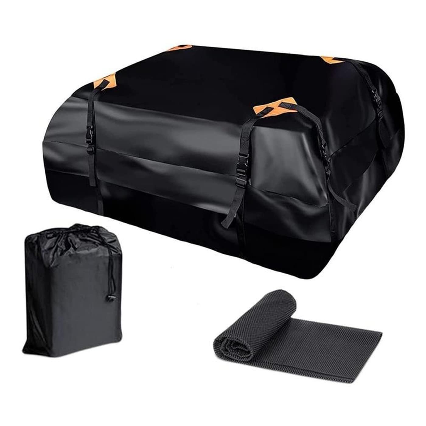 JJYGW Large Waterproof Roof Bag + Cargo Mat - Scratch Resistant Luggage Carrier for SUV, Truck & Car | Perfect for Road Trips, Camping & Outdoor Adventures