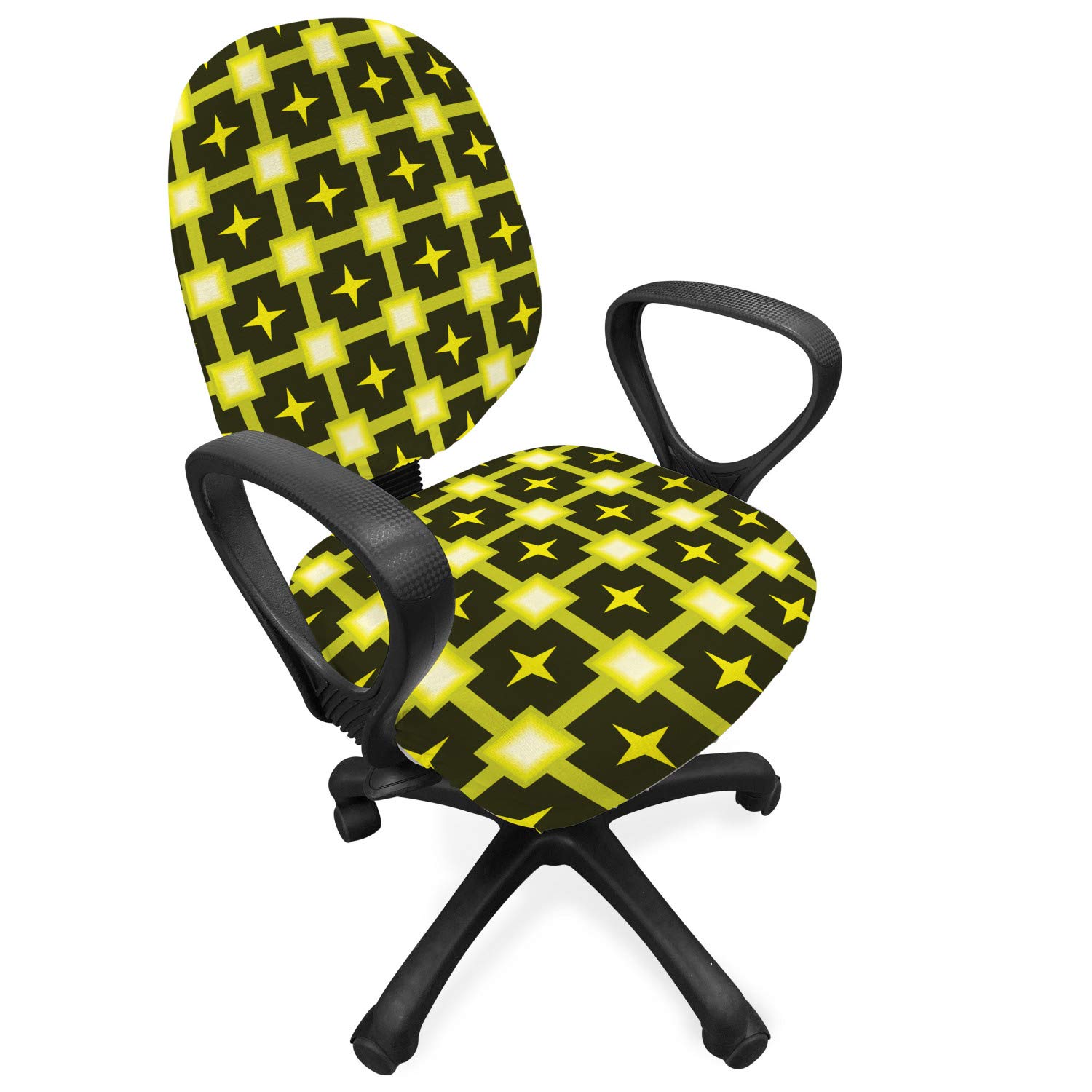 Ambesonne Geometric Office Chair Cover - Yellow & Grey Abstract Art for Home & Office