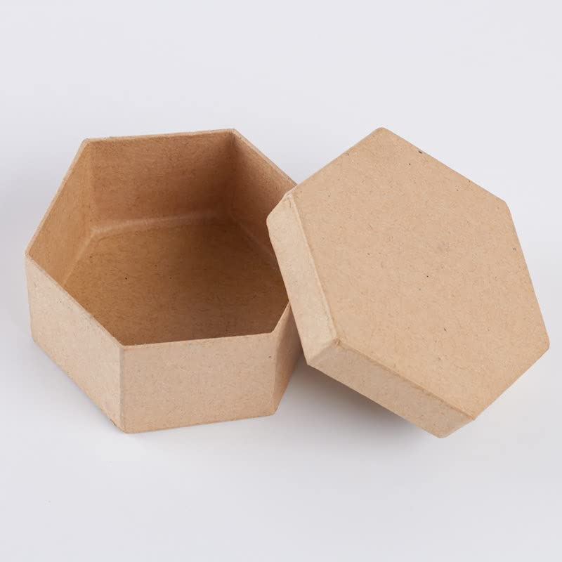 Hexagon Craft Paper Mache Boxes with Lids (24-Pack) for Gift Wrapping & Storage