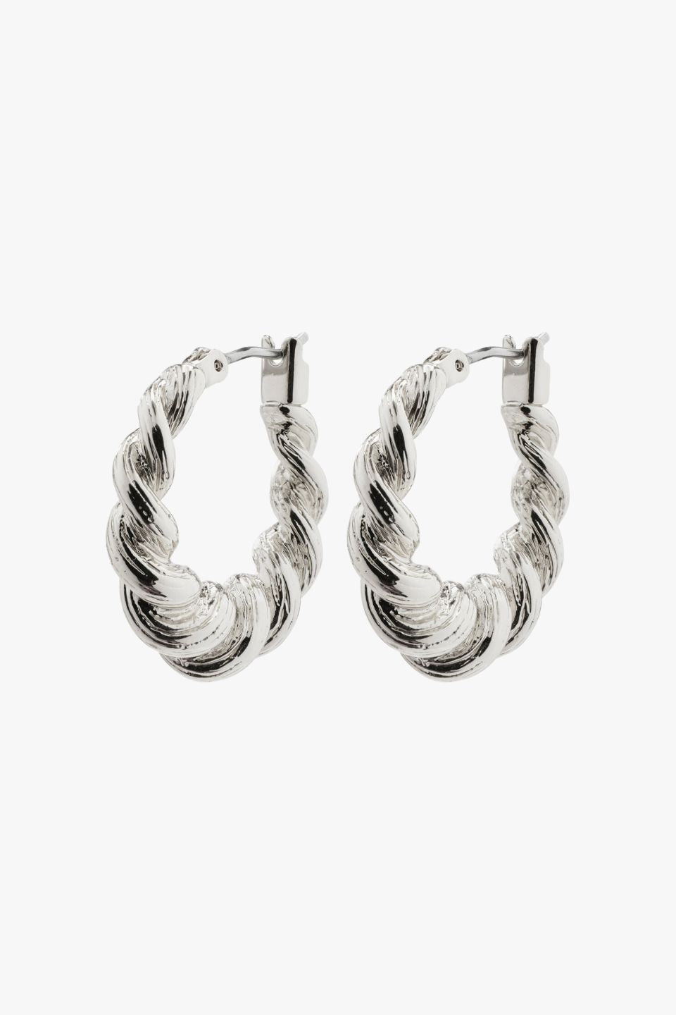 Eileen Silver Twirl Hoop Earrings for Women - 925 Sterling Silver Dangle Hoops - Elegant Spiral Design Earrings for Party, Wedding & Everyday Wear