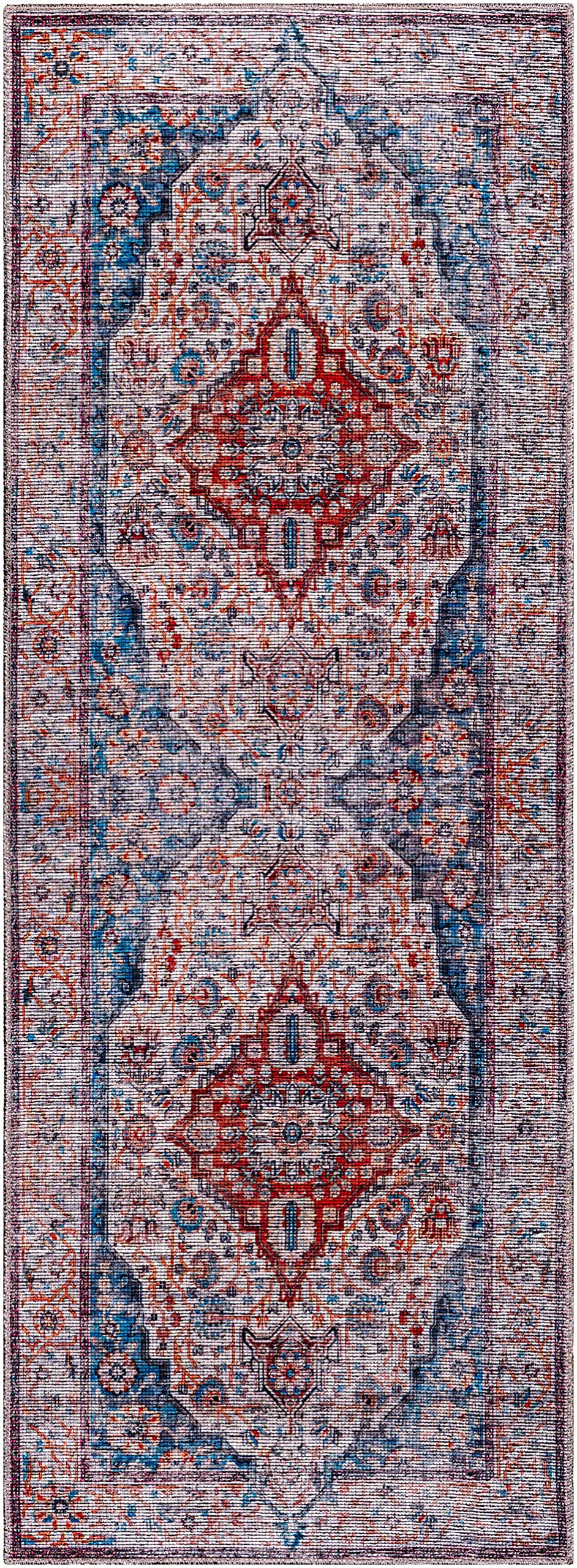 Machine Washable Area Rug for Living Room & Bedroom - Gray, Purple, Brown - 9'3