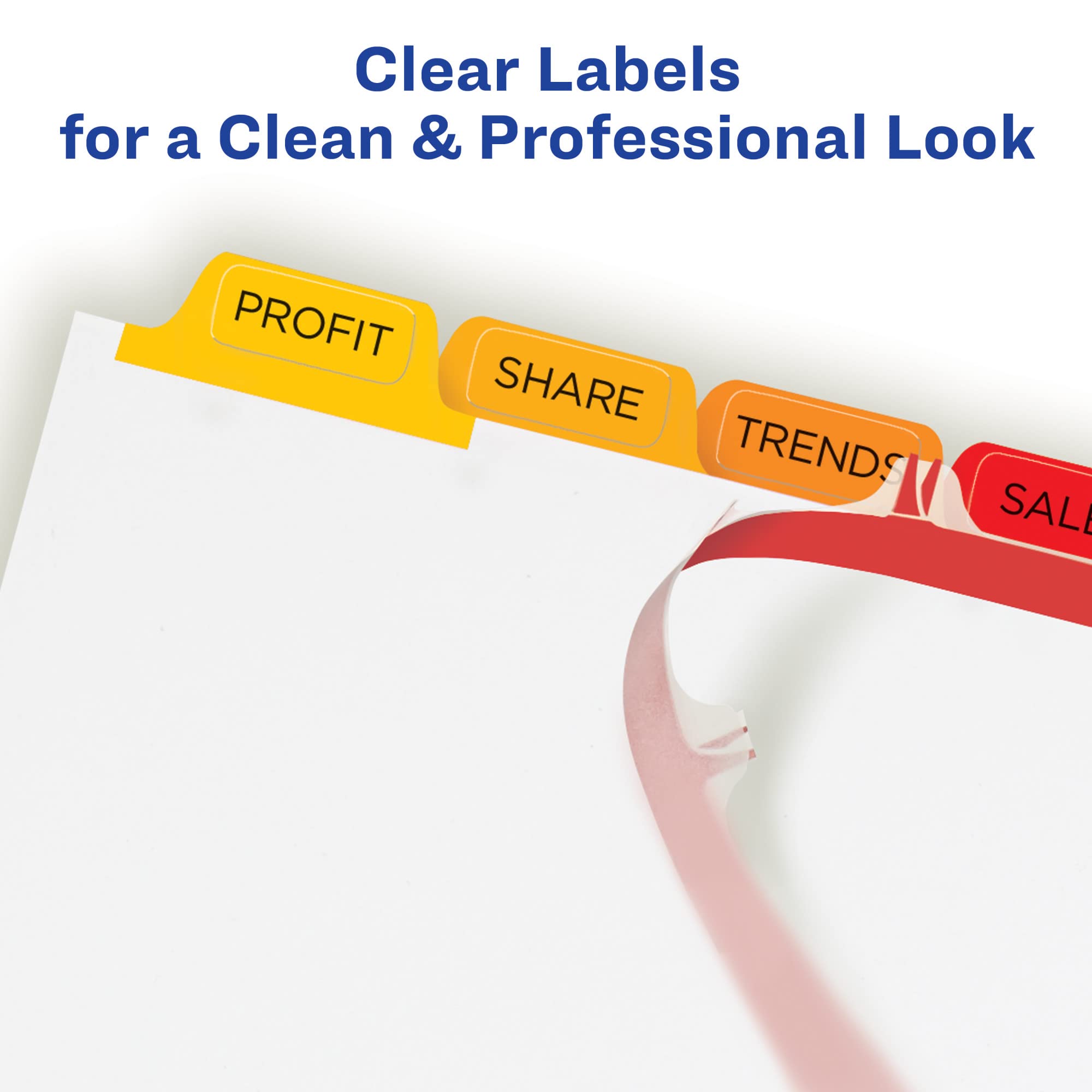 Avery 8-Tab Dividers for 3-Ring Binder - Printable Clear Label Strips, Customizable Multicolor Index Tabs, 5 Sets (11419) - Perfect for Office Organization, School Binders & Document Filing
