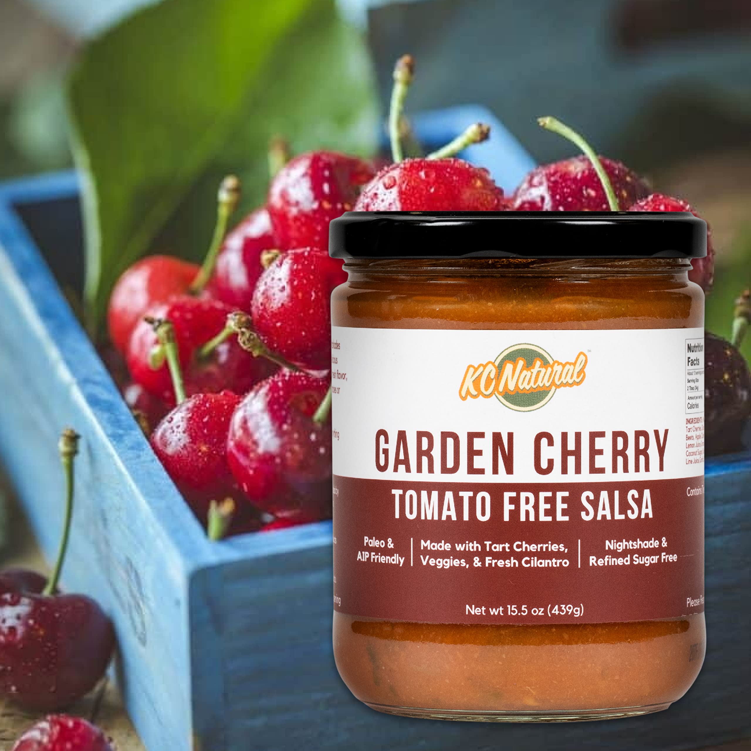 Organic Garden Cherry Salsa - No Tomato, Gluten-Free, Vegan - 3 Pack | Perfect for Chips, Tacos & Healthy Snacking