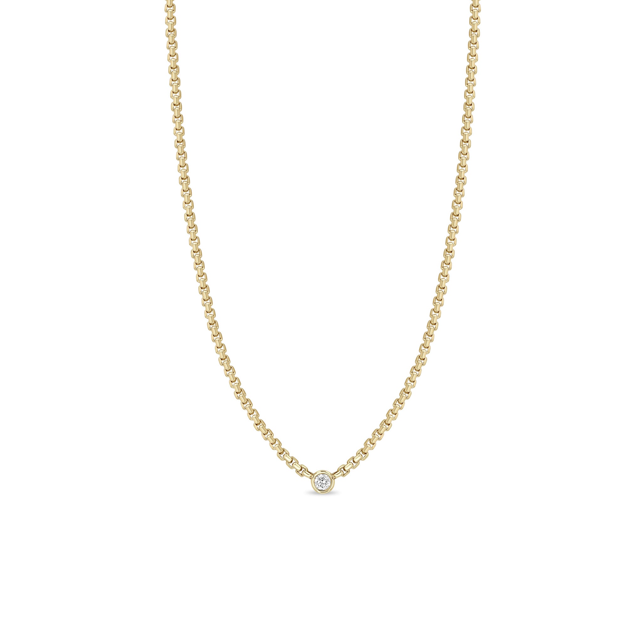 14K Gold Floating Diamond Small Box Chain Necklace for Women - Elegant Layering & Everyday Wear Jewelry Gift