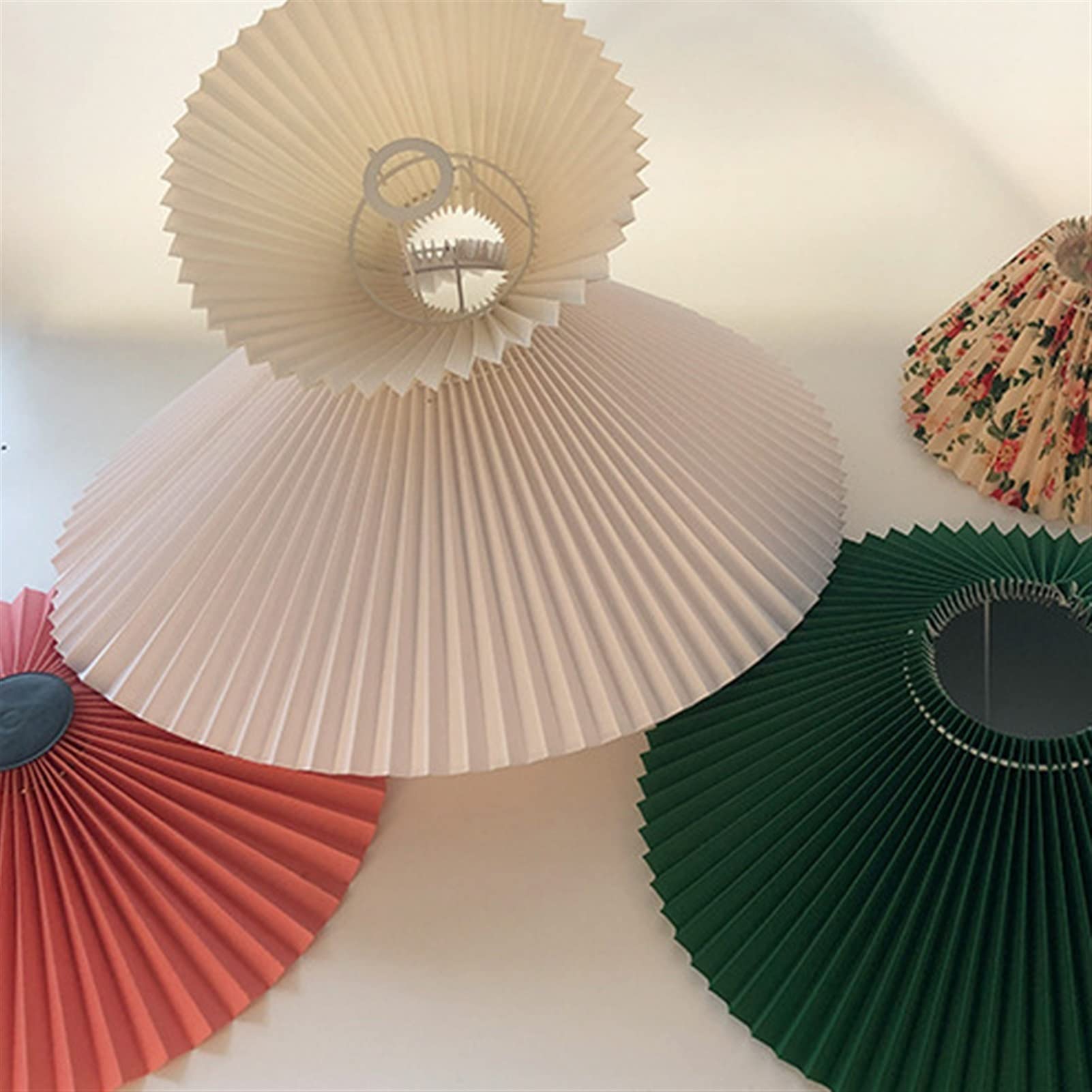 Japanese Style Pleated Fabric Lampshade - E27 Table & Floor Lamp Cover in Khaki | Elegant Home Decor for Bedroom, Living Room & Office Lighting