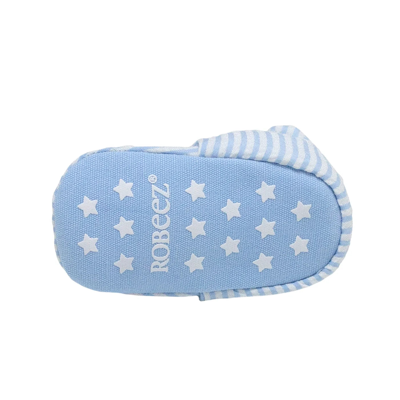 Robeez Baby Boys' Blue Seersucker Snap Booties - Soft Sole Shoes for Infants & Toddlers - Perfect for First Walkers, Playtime & Special Occasions